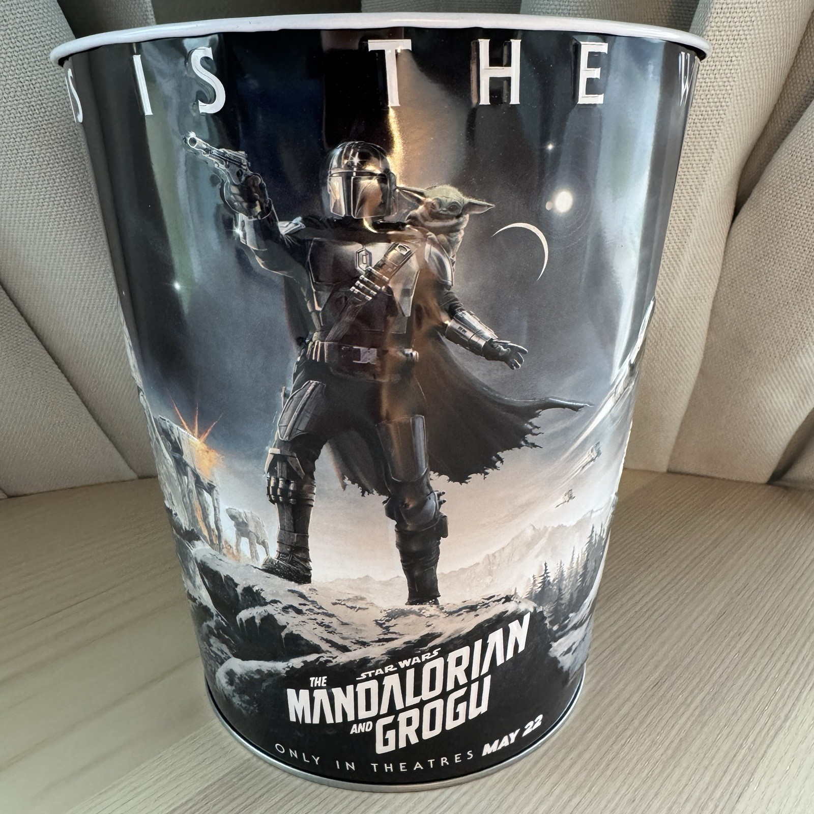 The Mandalorian & Grogu Popcorn Bucket Tin AT-AT AMC Exclusive New In Plastic