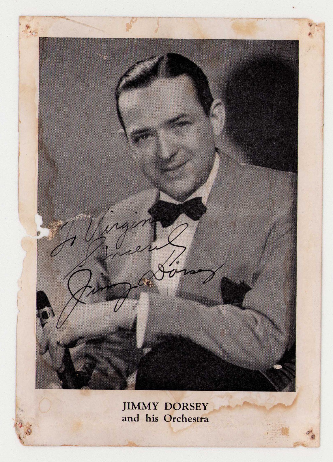 Jimmy Dorsey 1930s Jazz Orchestra Legend HAND SIGNED 5×7 Promo Photo m3