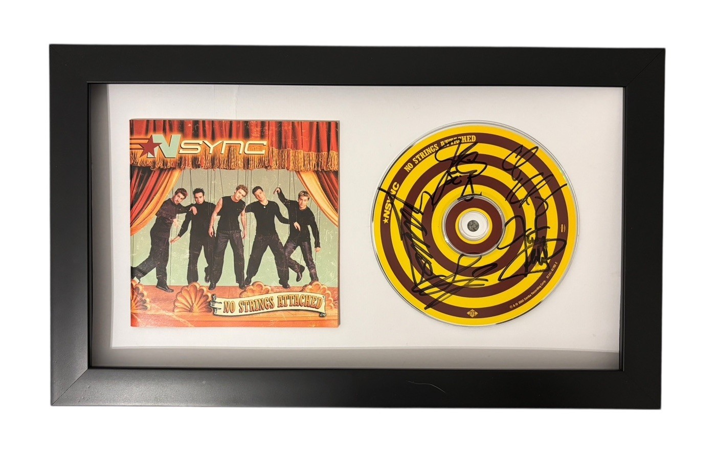 *NSYNC SIGNED AUTOGRAPH NO STRINGS ATTACHED FRAMED CD JUSTIN TIMBERLAKE +4 *RARE