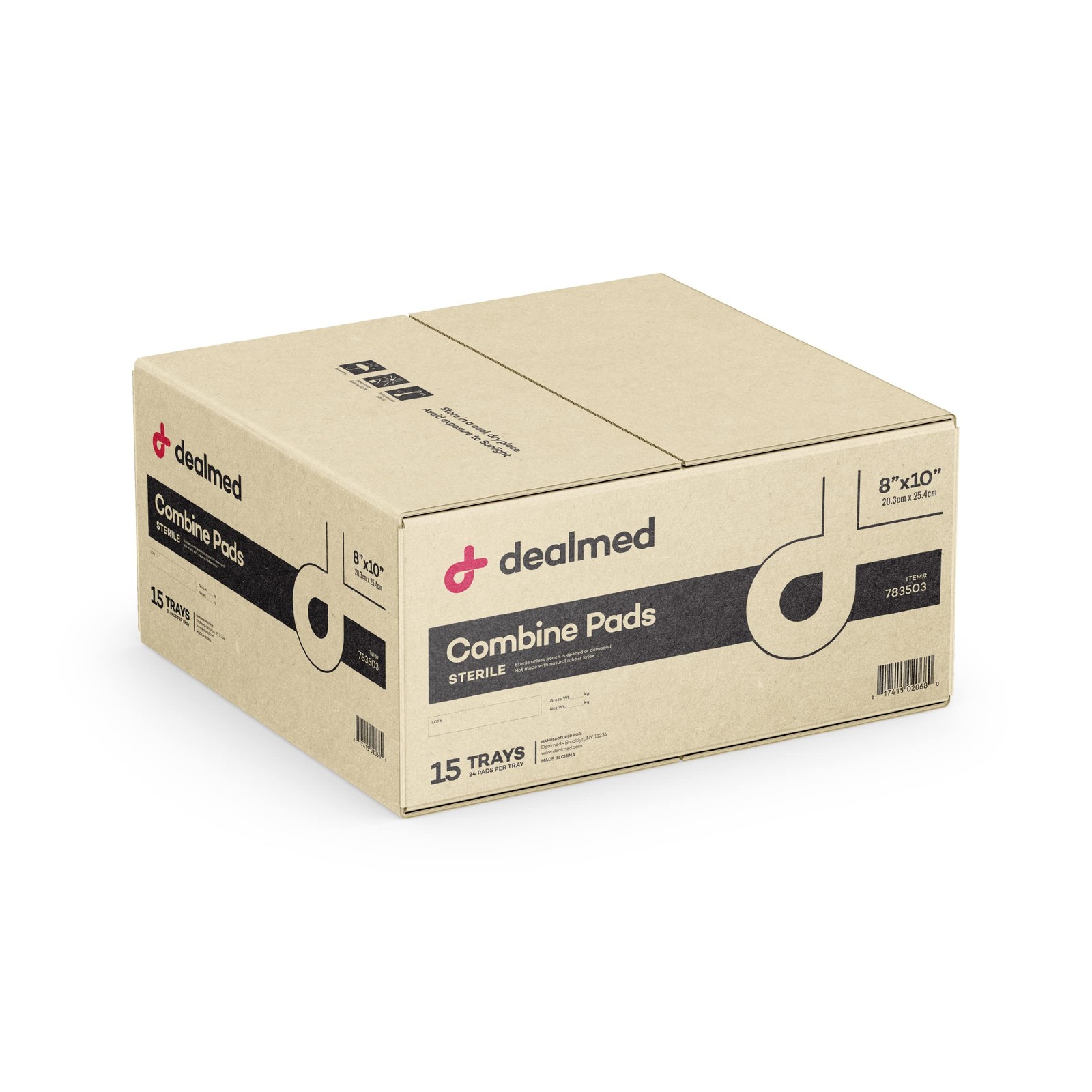 Dealmed Abdominal Combine Pads 8×10 Sterile Individually Wrapped 24 Box Case