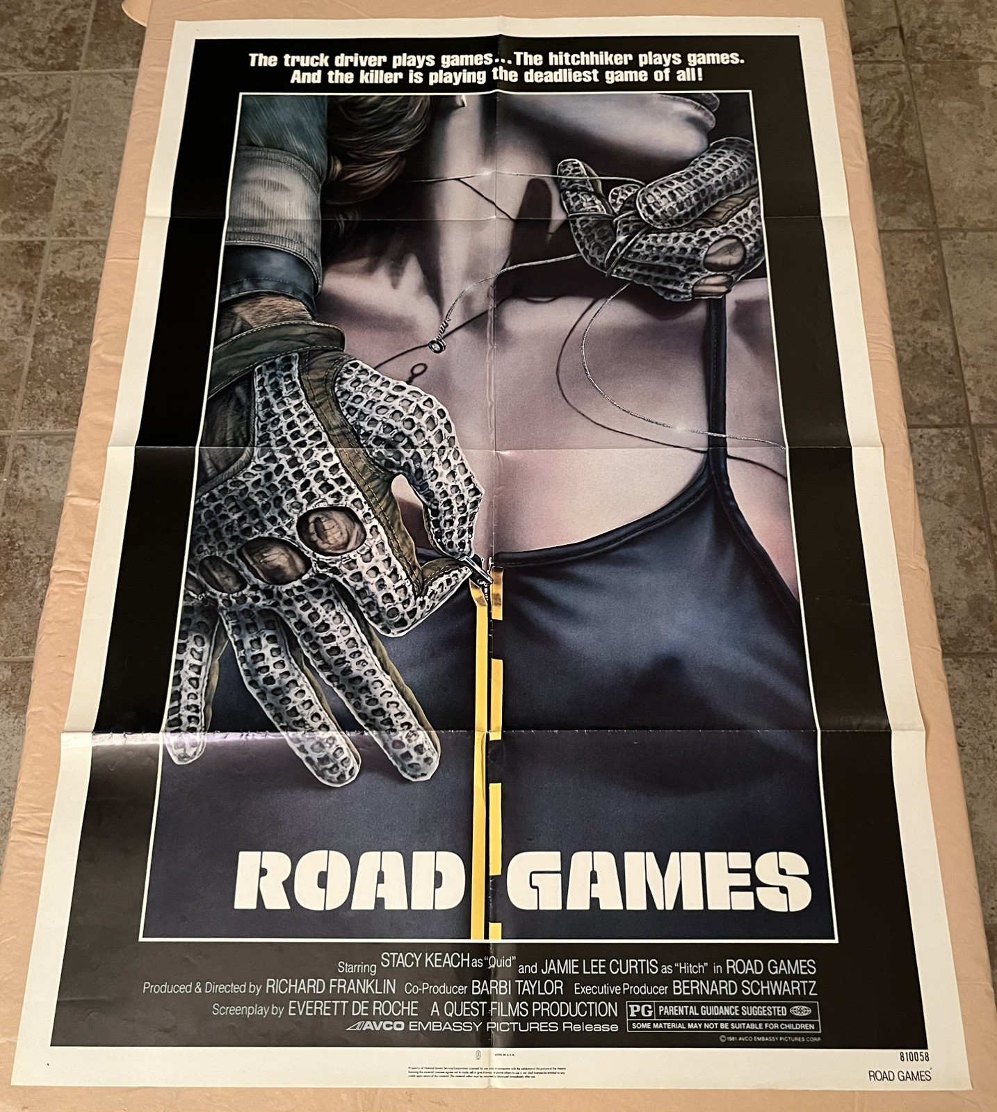 Road Games Movie Poster Original 1-Sheet 27×41 1981 Jamie Lee Curtis Vintage