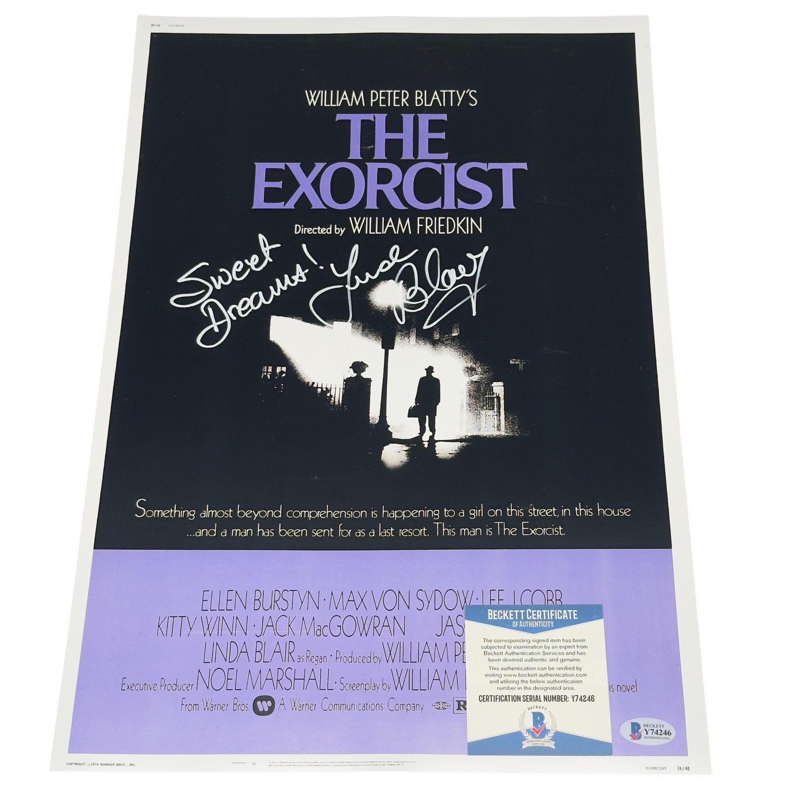Linda Blair Signed 12×18 Photo THe Exorcist Beckett Authentic Autograph!