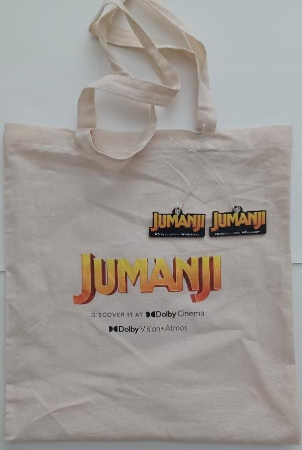 JUMANJI OFFICIAL PROMOTIONAL TOTEBAG + TAGS CINEMACON 2026
