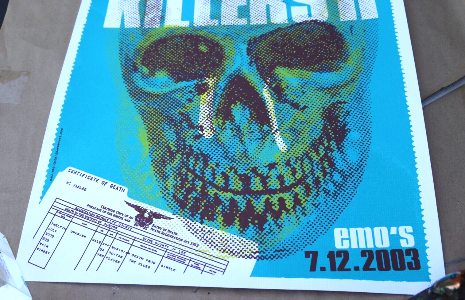 2003 IMMORTAL LEE COUNTRY KILLER II SILKSCREEN POSTER ART LE 11/107 SIGNED EMO’S