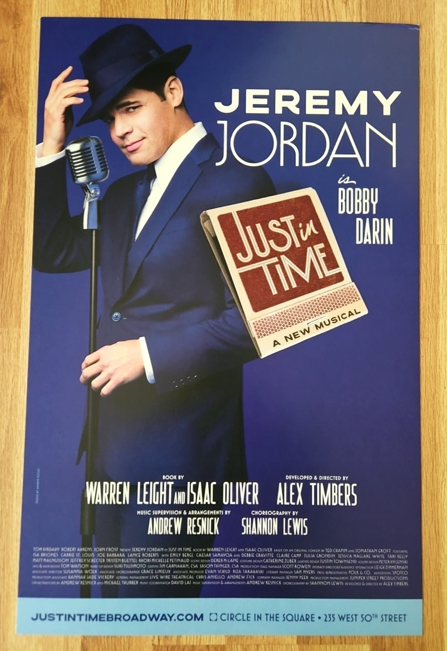 Jeremy Jordan JUST IN TIME Broadway Musical Window Card Poster