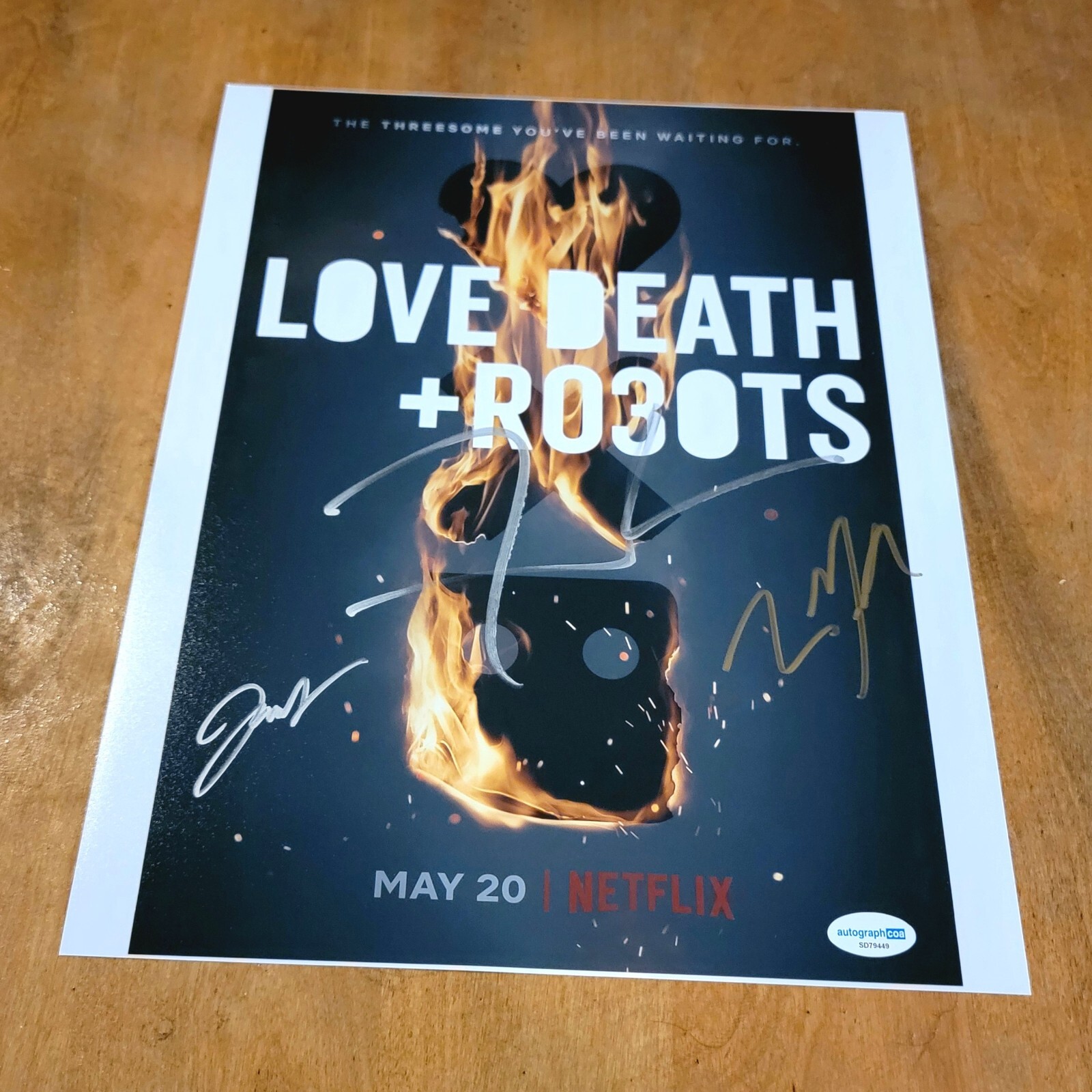 Love Death & Robots cast x3 signed 11×14 Photo ACOA COA Tim Miller David Fincher