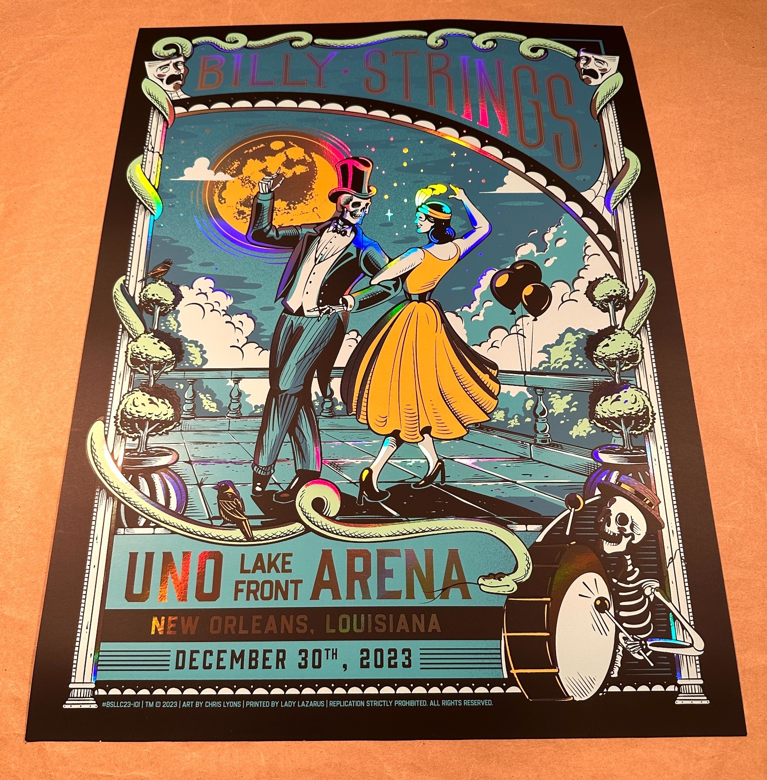 💃 Billy Strings FOIL Poster New Orleans 2023 Uno Lakefront Arena 12/30
