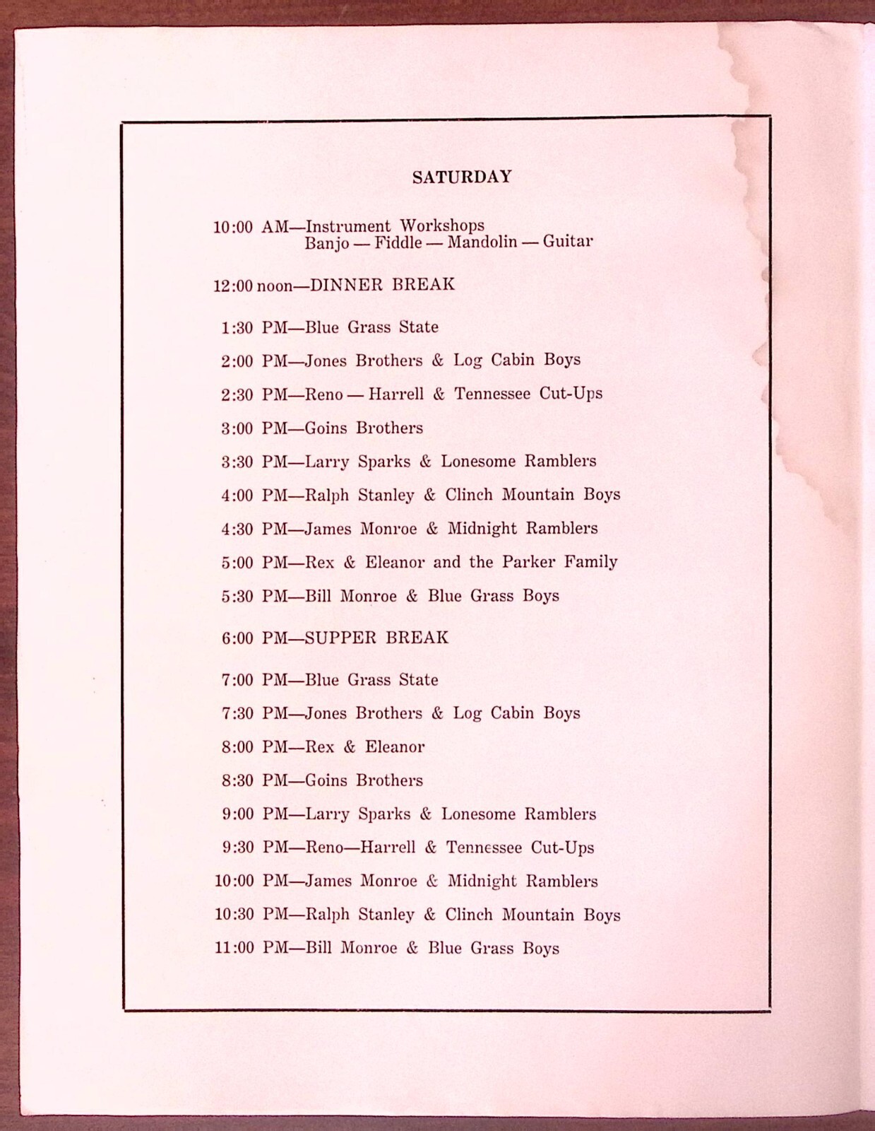 1972 BECKLEY W. VA MOUNTAIN STATE BLUEGRASS FESTIVAL SOUVENIR PROGRAM Z7447