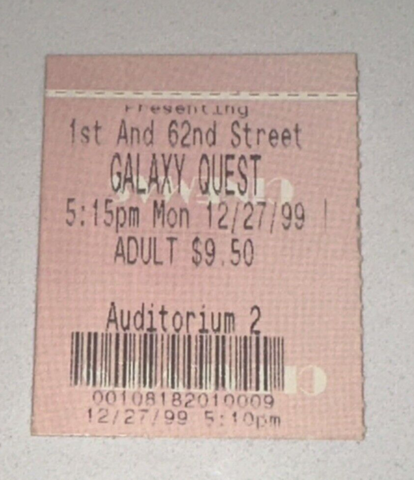 Galaxy Quest Movie Ticket Stub DreamWorks Opening Week 1999 Christmas Release