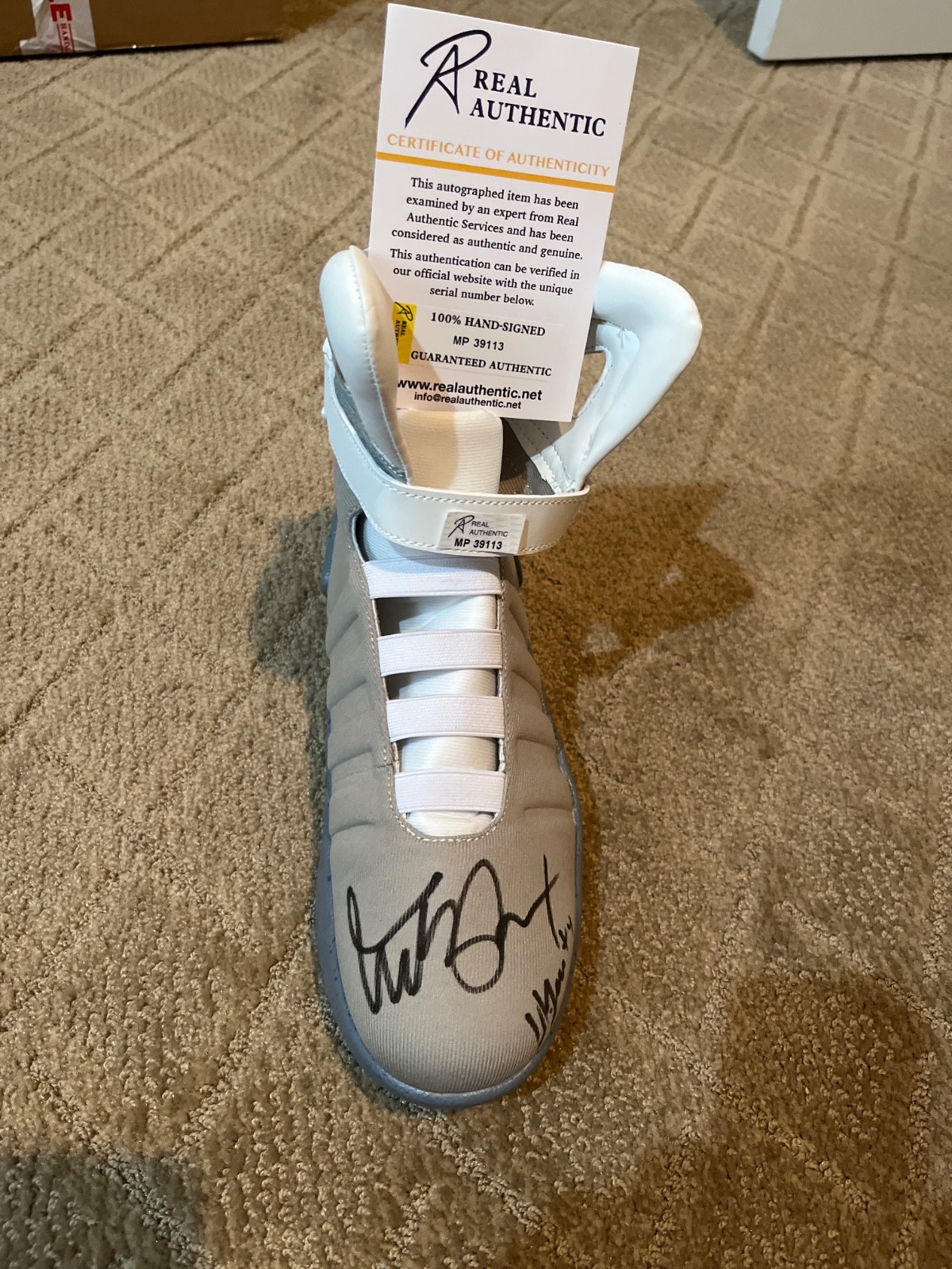 (REDUCED FOR BIDDING) MICHAEL J. FOX SIGNED BACK TO THE FUTURE SHOE (LEFT) COA