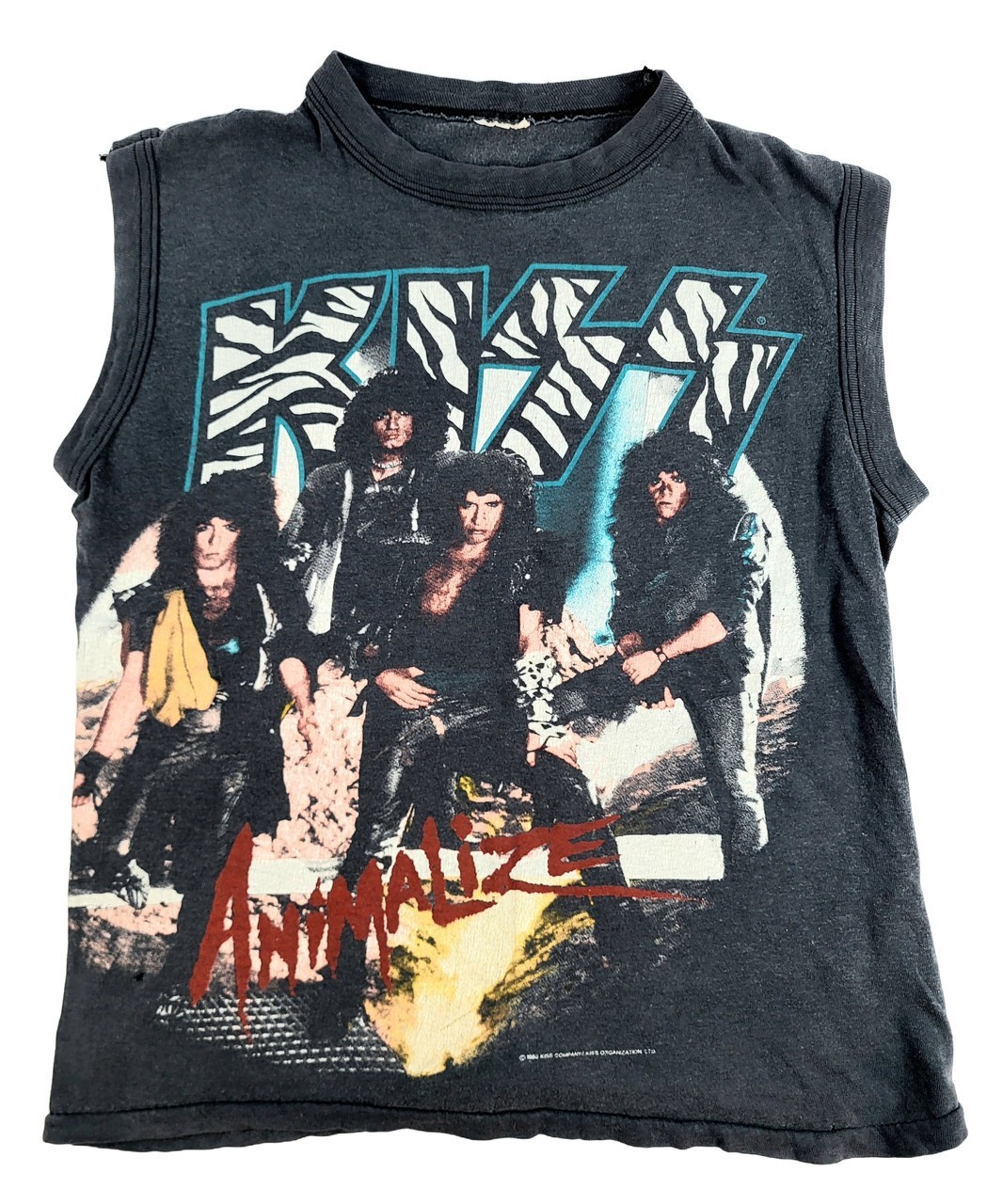 KISS Vintage Animalize Tank Top T-Shirt 1985 (Size Medium) w/ Bruce Kulick