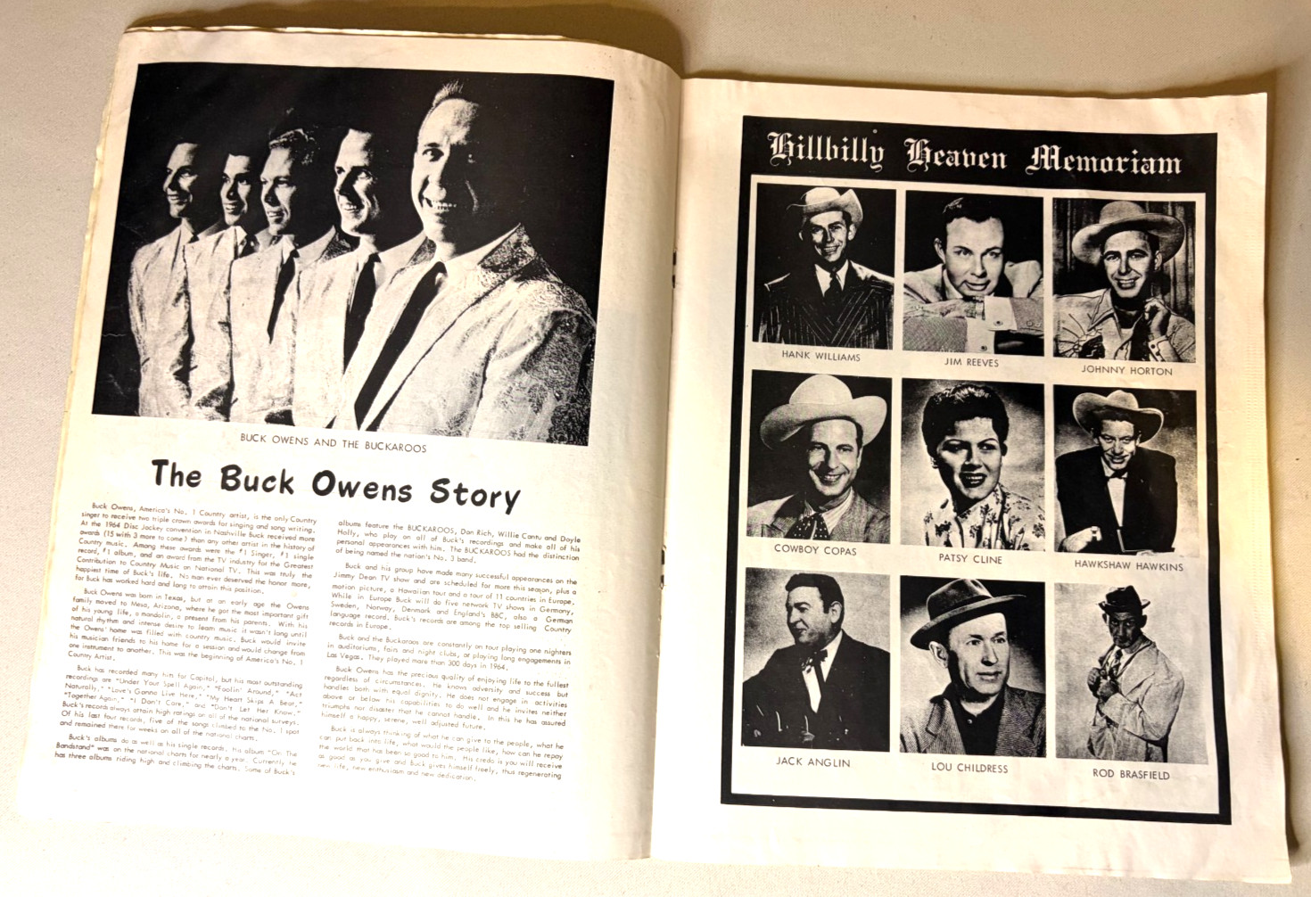 1964 Country Western Souvenir Program Magazine Buck Owens Patsy Cline Jim Reeves