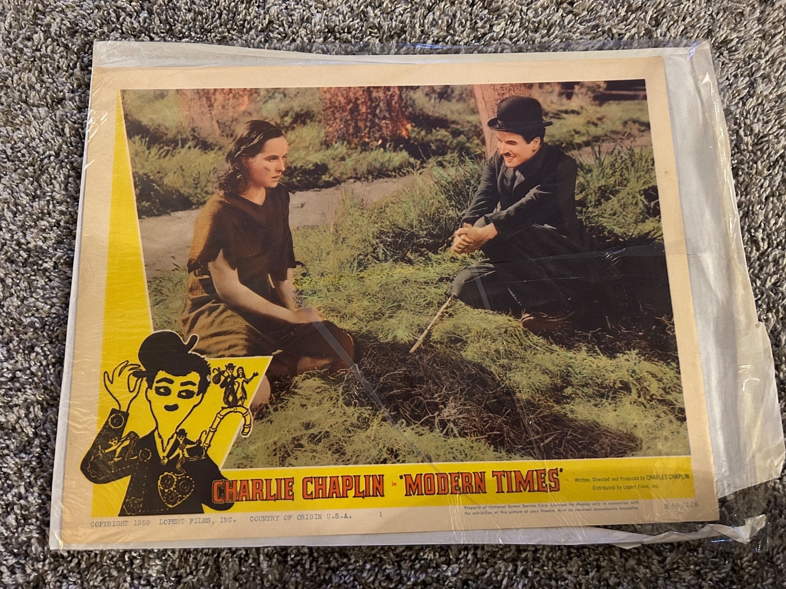 Vintage Movie Lobby Card “Modern Times” R59 Charlie Chaplin Little Tramp