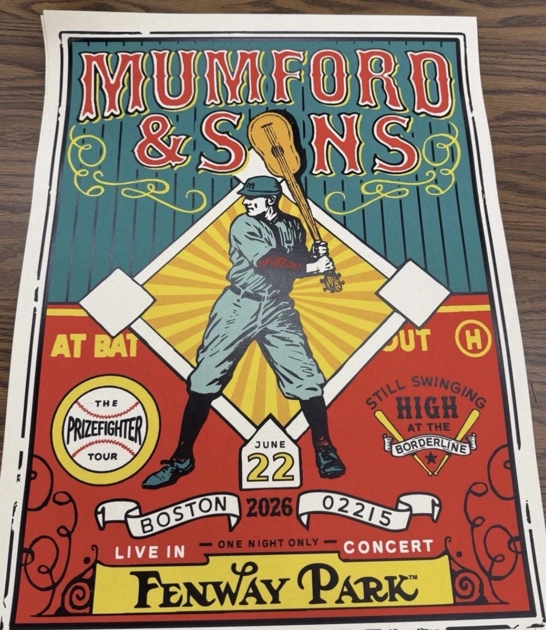 Mumford & Sons Fenway Concert Poster (Limited Printing 1000)