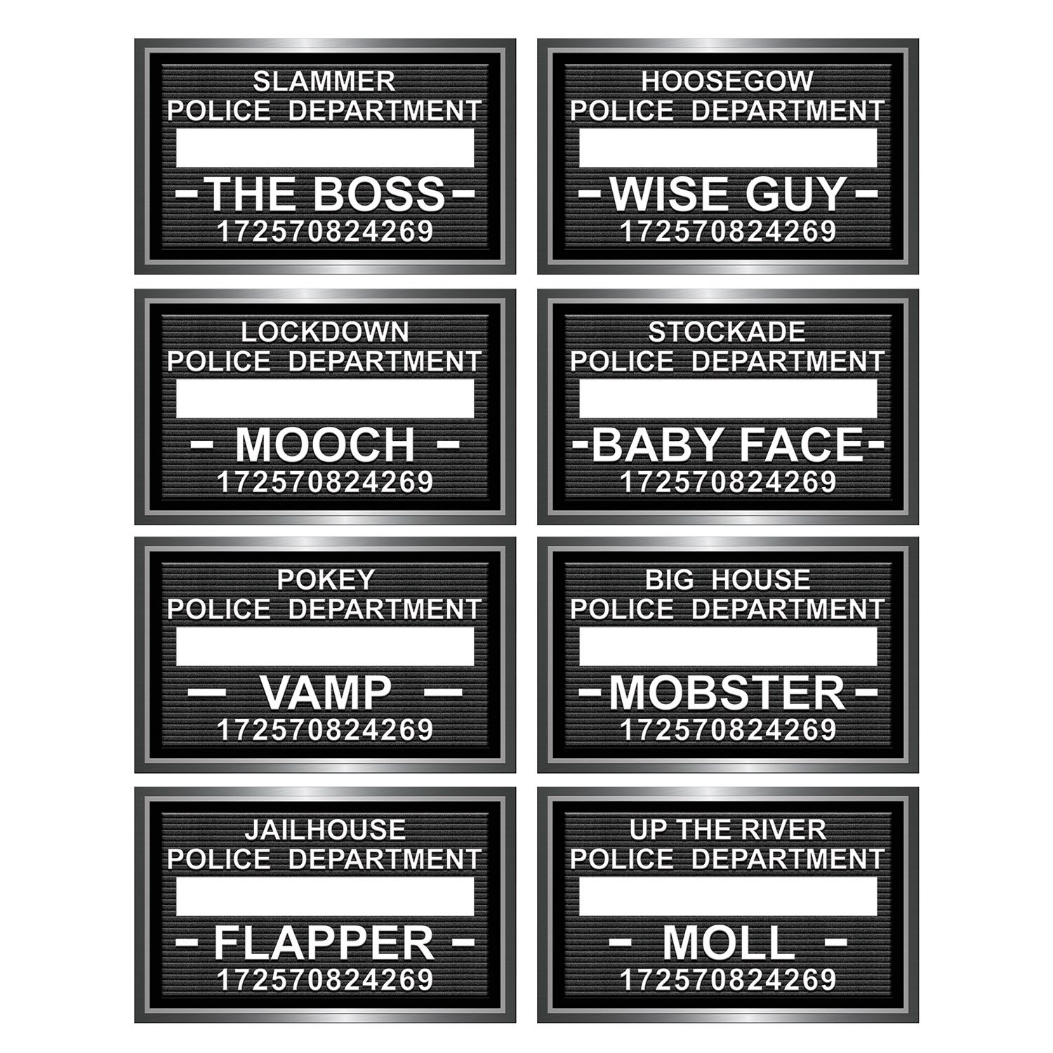 Beistle Speakeasy Mug Shot Photo Fun Signs – 24 Pack, 6½” x 10½”, Black/White