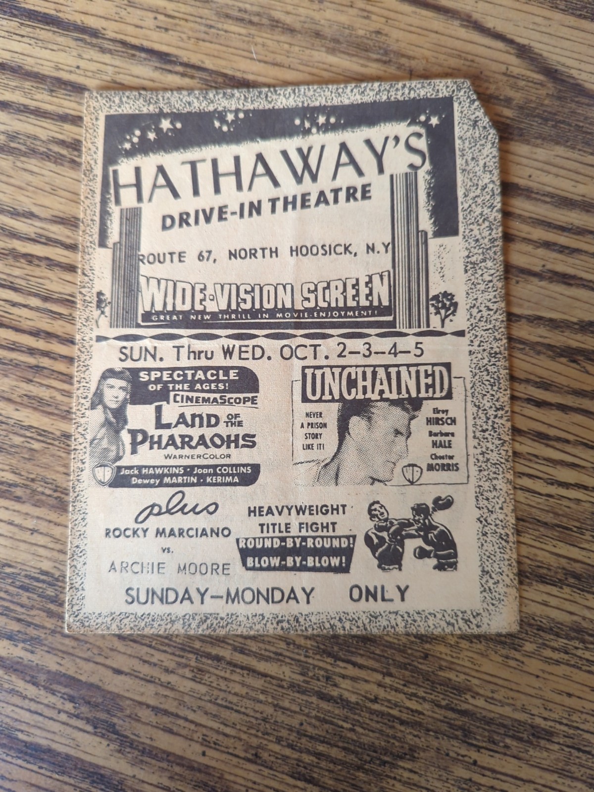 Vintage Hathaway’s North Hoosick New York NY Drive In Movie Theater Program