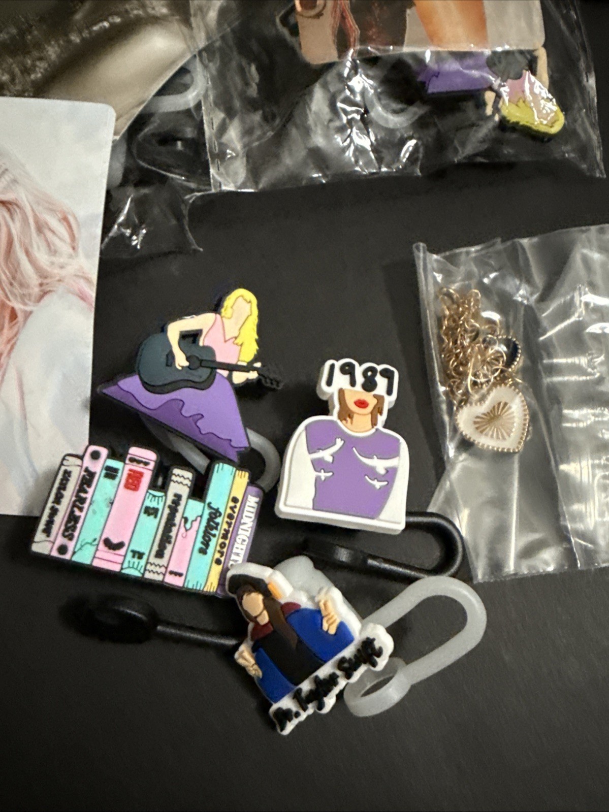 Taylor Swift Eras Tour Stanley Acc. Bundle-Straw Toppers, Mini Poster and Chain