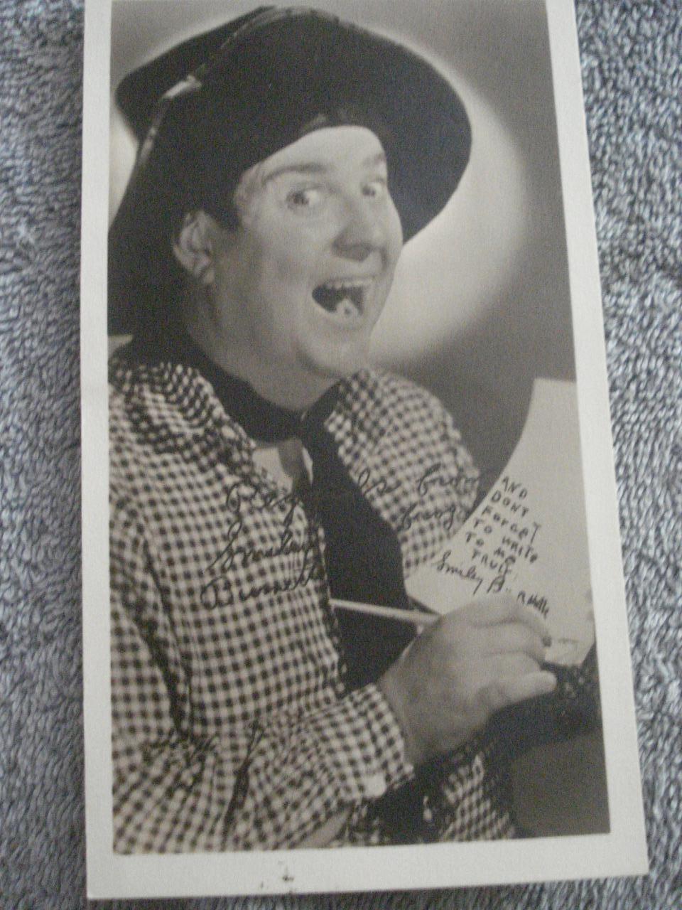 VINTAGE SMILEY “THE FROG” BURNETTE SIGNED 3 1/4 X 6 B&W PUBLICITY PHOTO