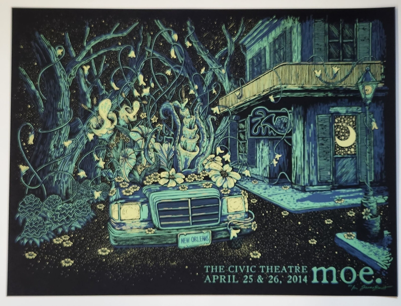 moe. 2014 Poster by James Eads New Orleans Civic Theater April 25-26 NOLA