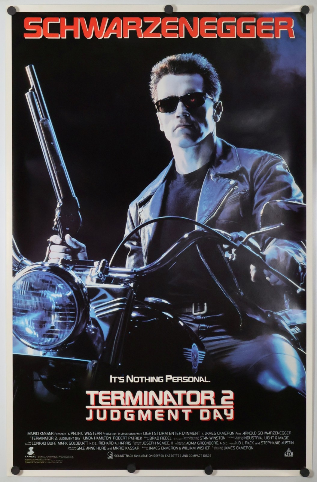 Terminator 2 Judgment Day original movie poster 27×40 1992 Video Schwarzenegger