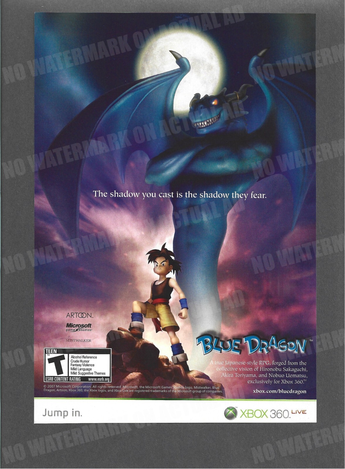 Blue Dragon Artoon Trade Print Magazine Ad Microsoft Xbox 360 Anime Game ADVERT