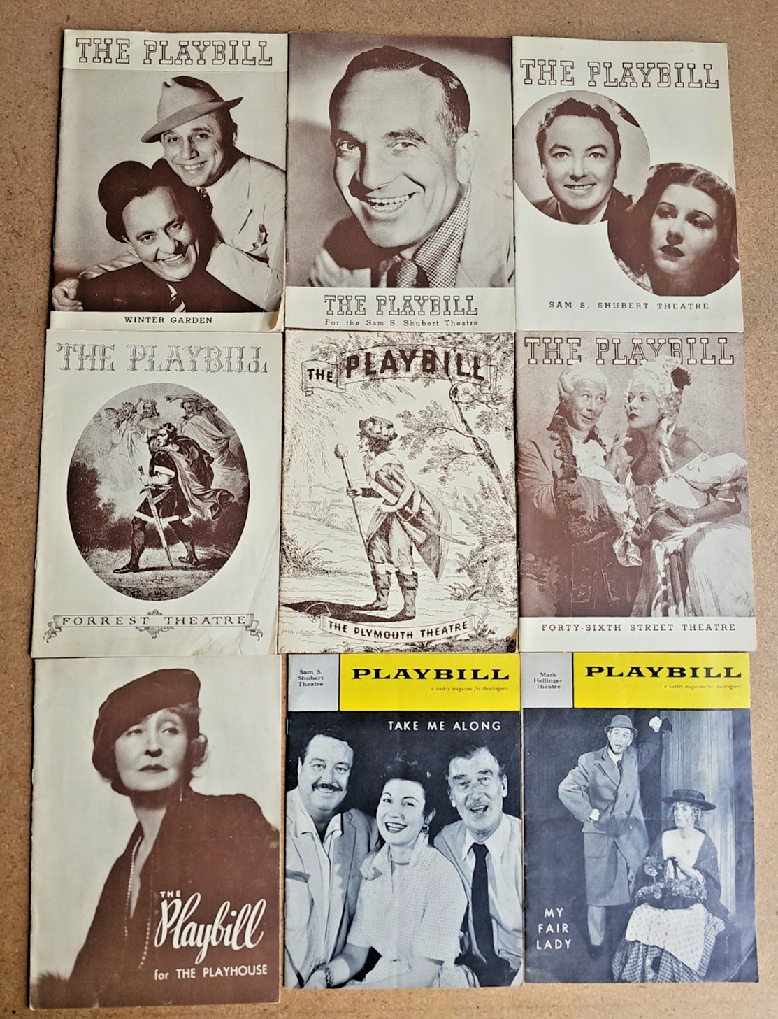 Vintage Theater Playbills Lot of 9 Collectable Programs Various Years