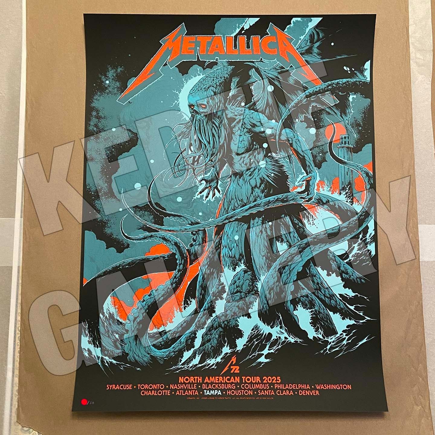 Metallica 2025 6/6 June 6 Tampa FL Pop Up Ken Taylor Hand Numbered X/50 Poster