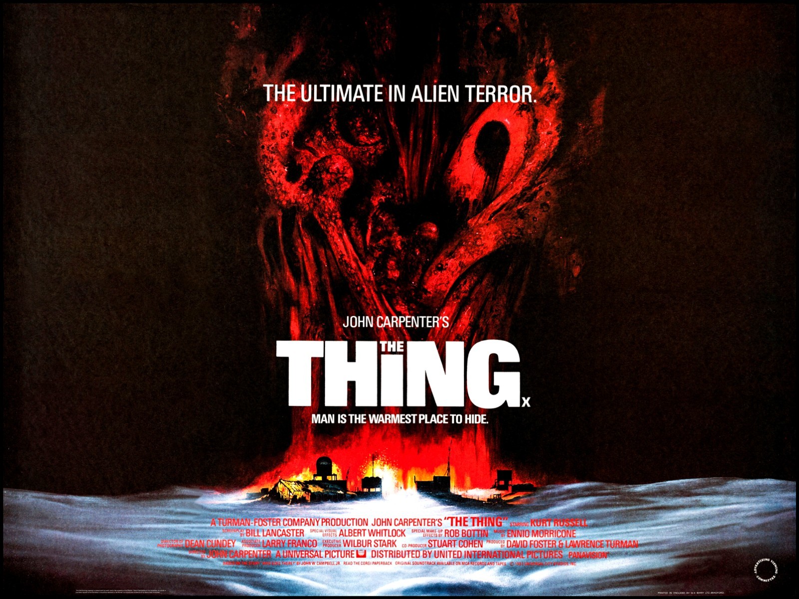 THE THING (1982) British Quad 30″x40″ – sci-fi horror classic movie poster!!