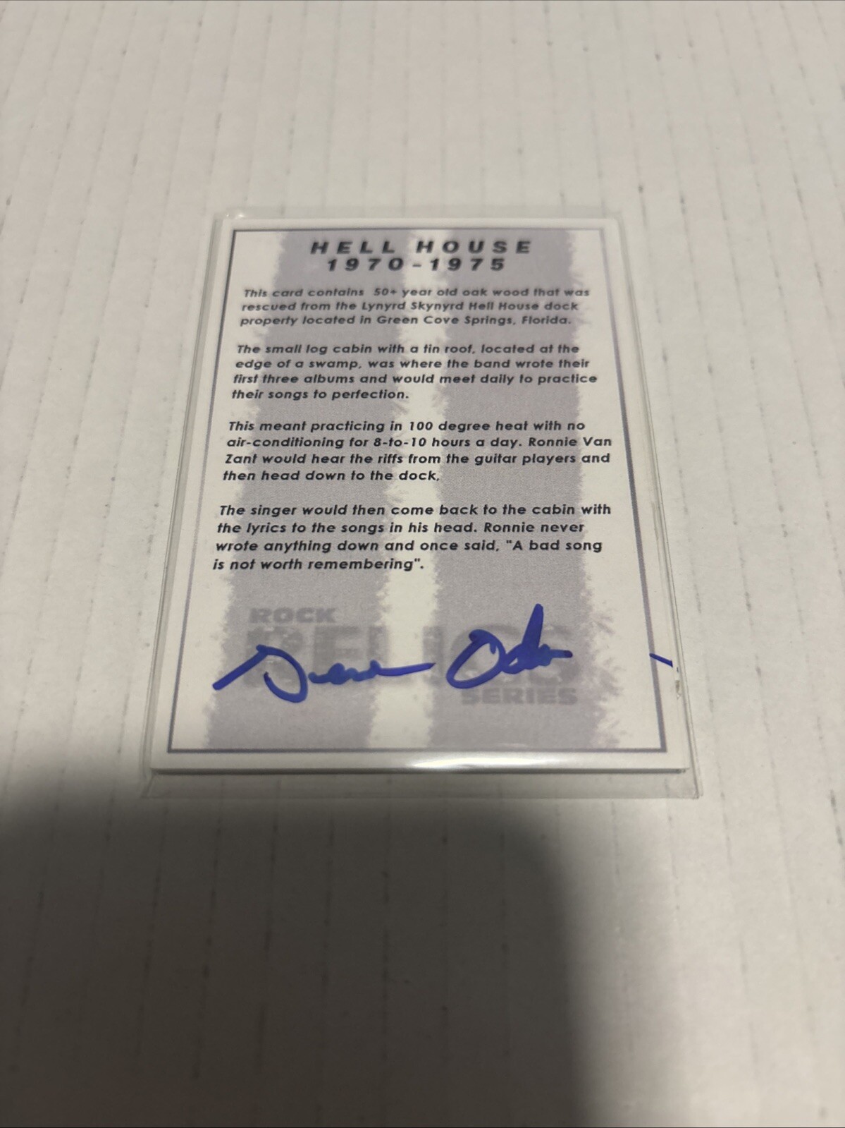 Lynyrd Skynyrd Hell House Historical Artifact card Gene Odom