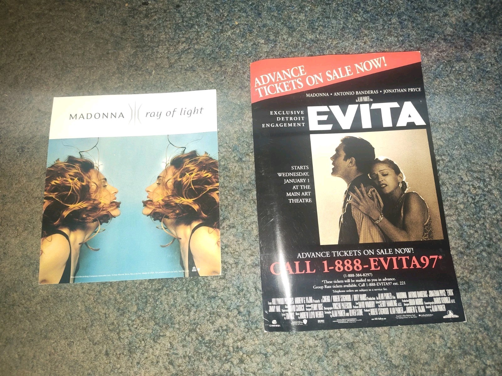 VINTAGE 1996 EVITA MOVIE PROMO and 1998 Ray of Light promo advertising free SH