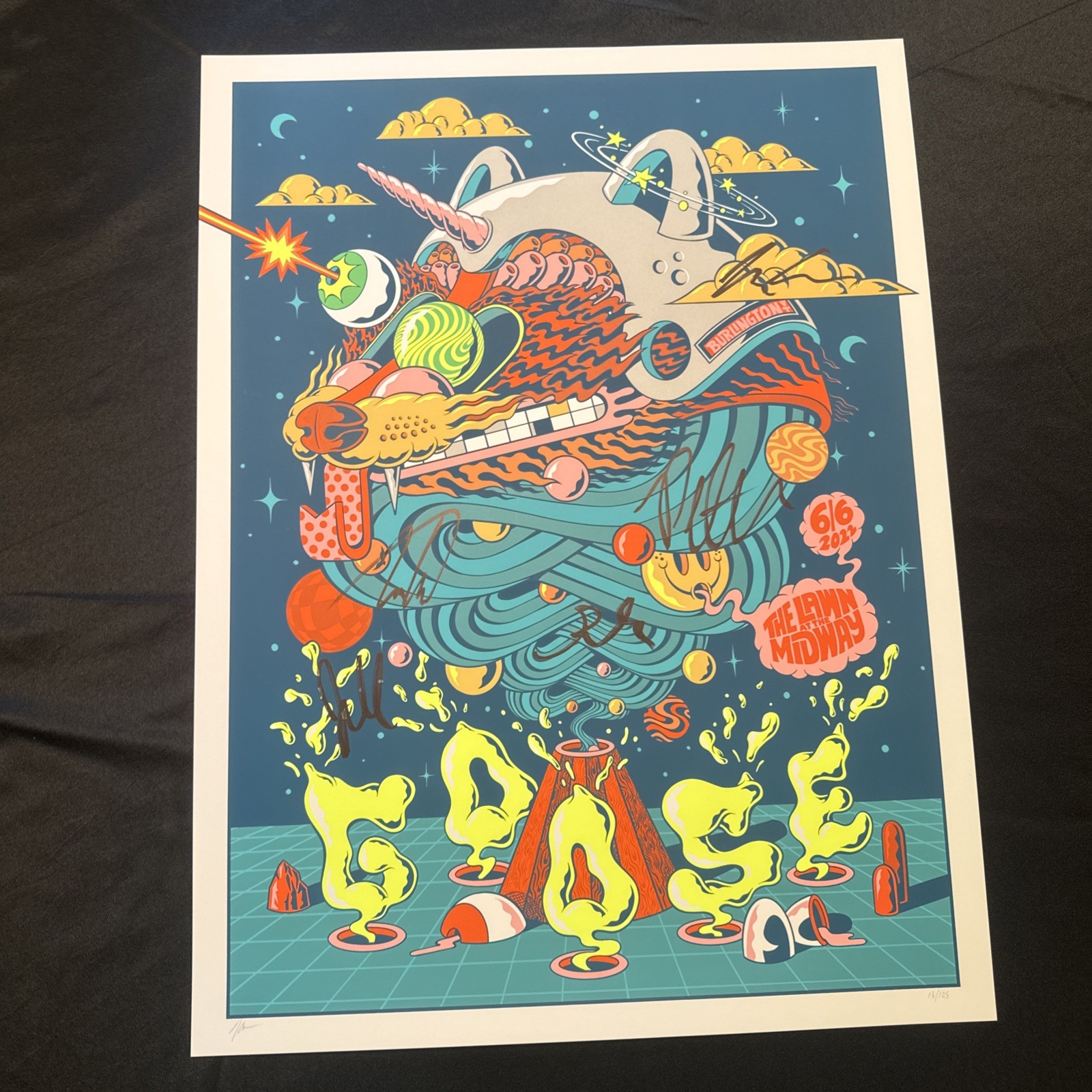 GOOSE Band Signed Concert Poster Burlington VT 2022 Lawn Midway 13/125 MINT Rare