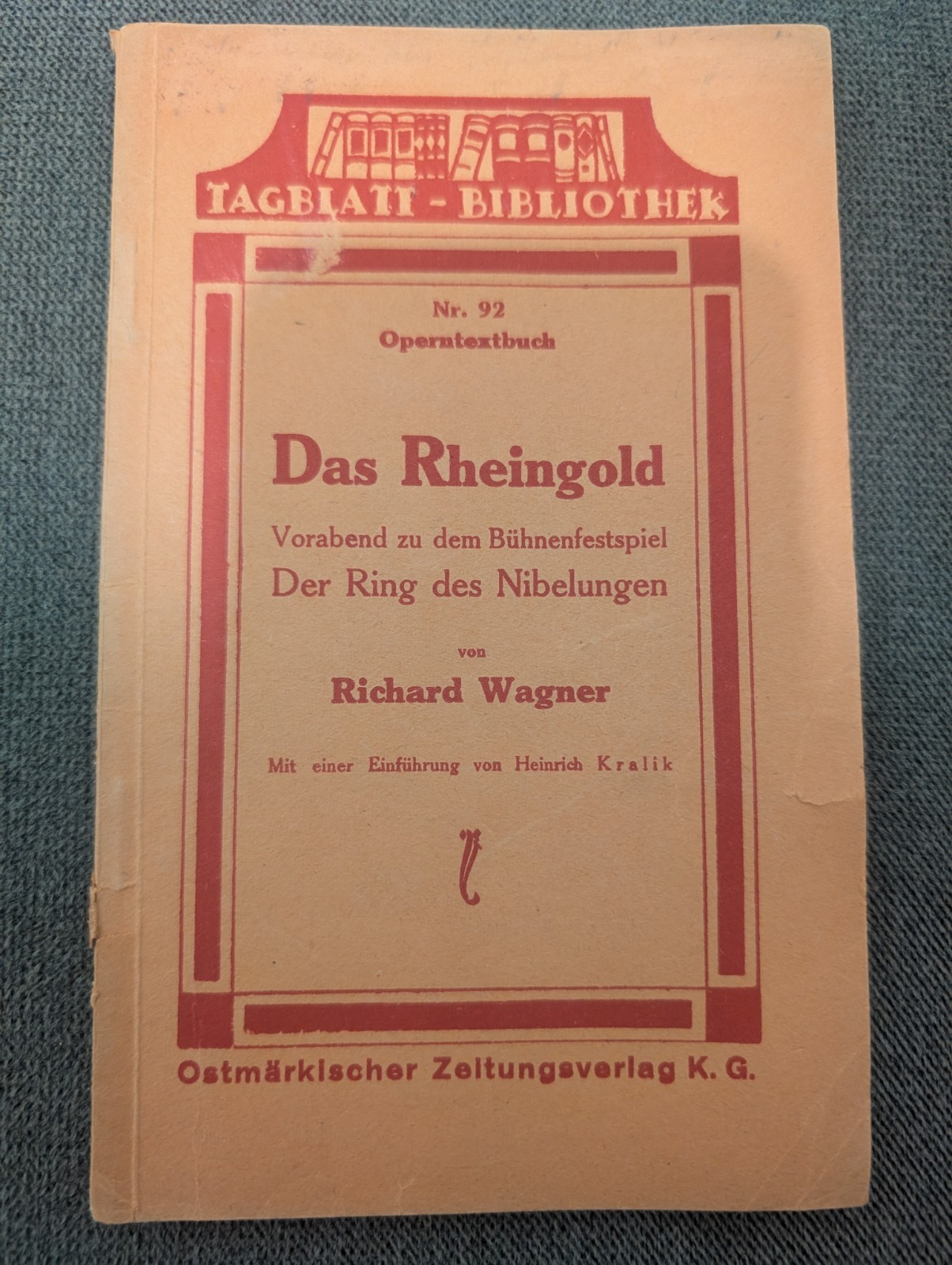 Richard Wagner Das Rheingold Opera Text Pamphlet Booklet