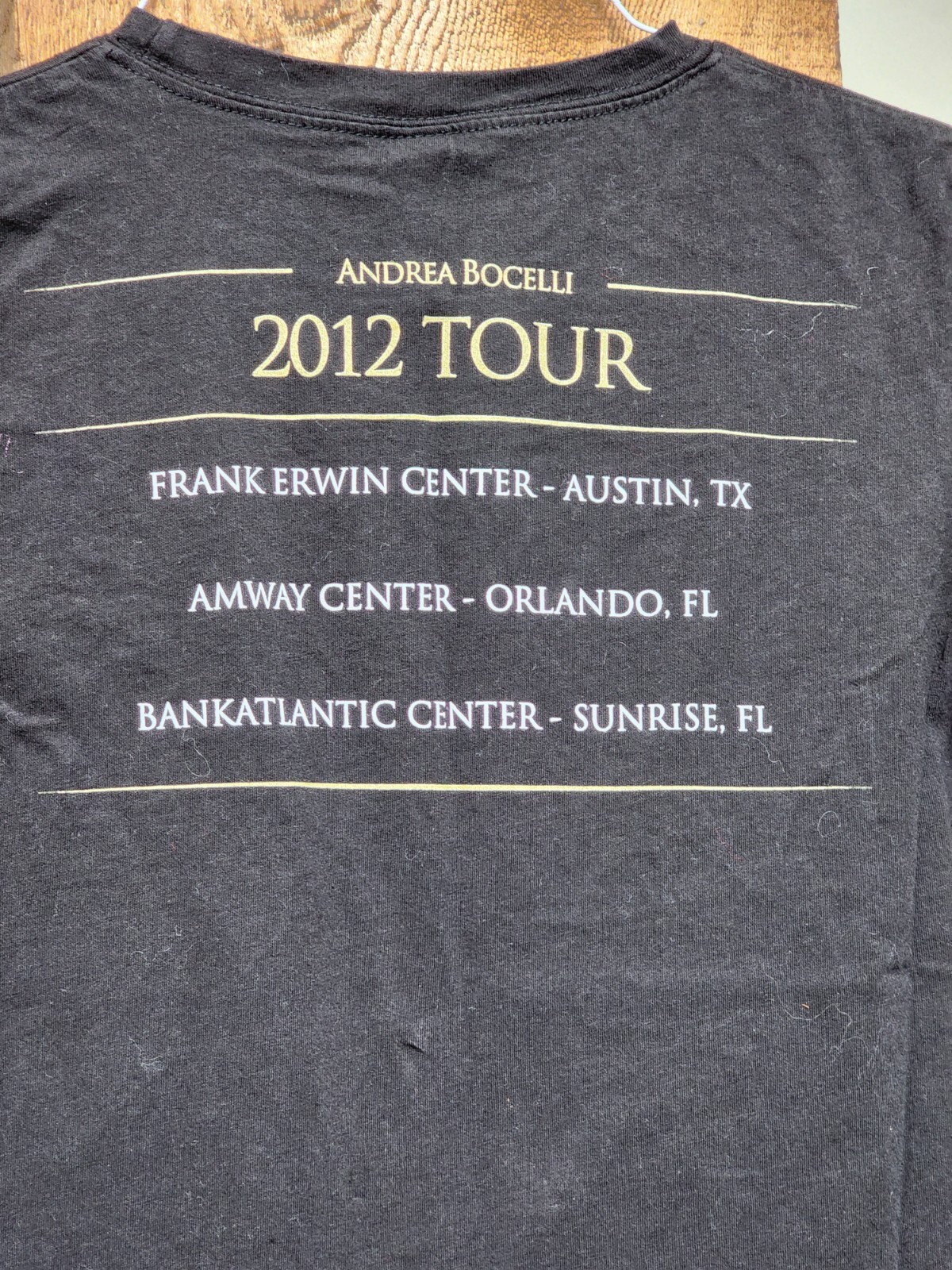 Andrea Bocelli 2012 T-Shirt 2-Sided Black Size Medium Opera Classical