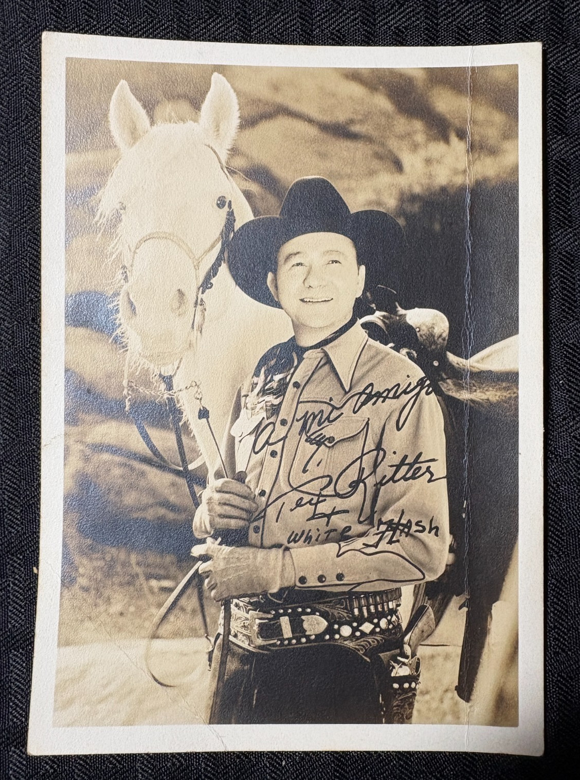 TEX RITTER & WHITE FLASH 5×7″ Promo Photo VG 4.0 Western Singer & Actor