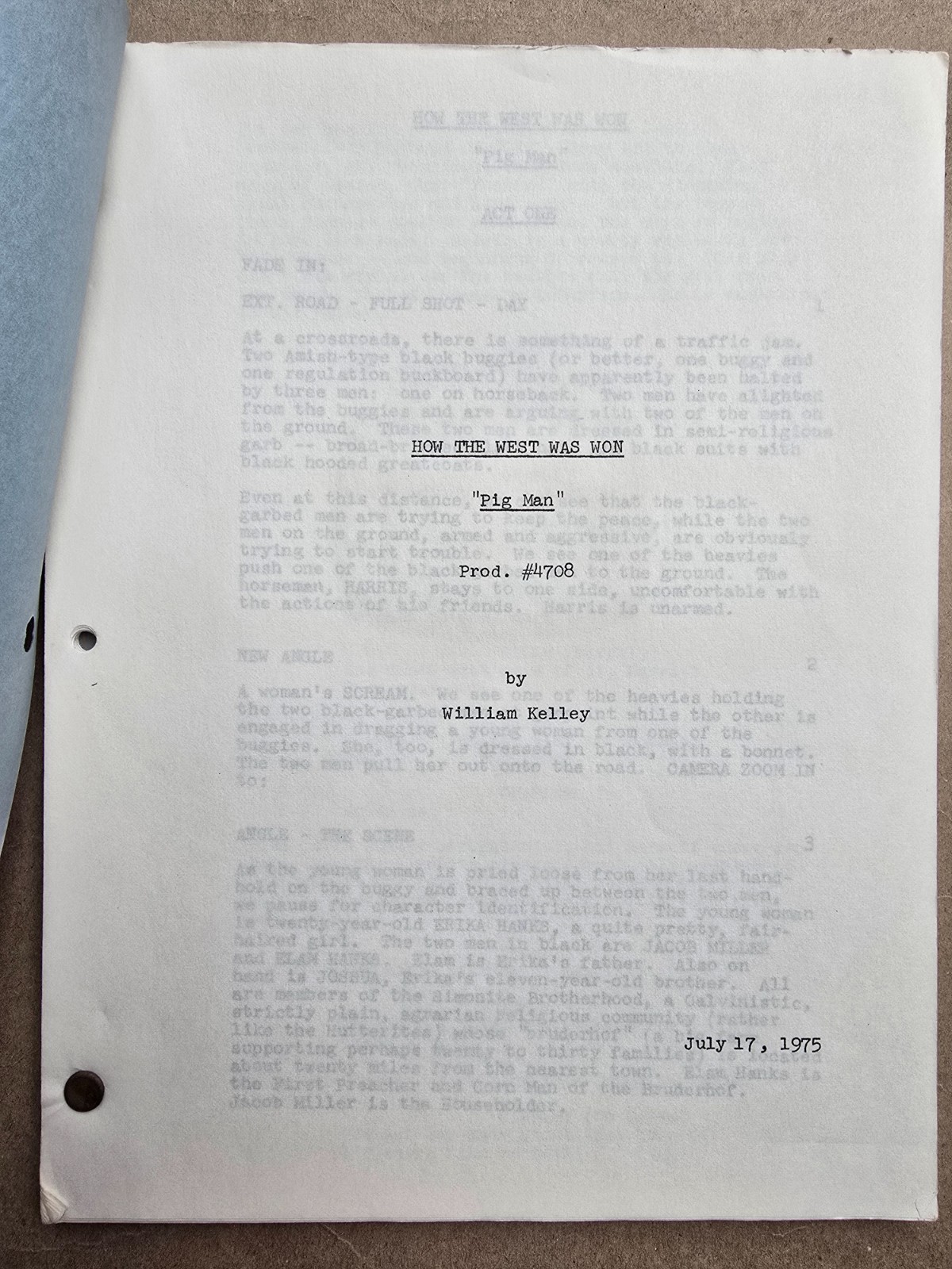 How The West Was Won Original TV Script 1975 Erika