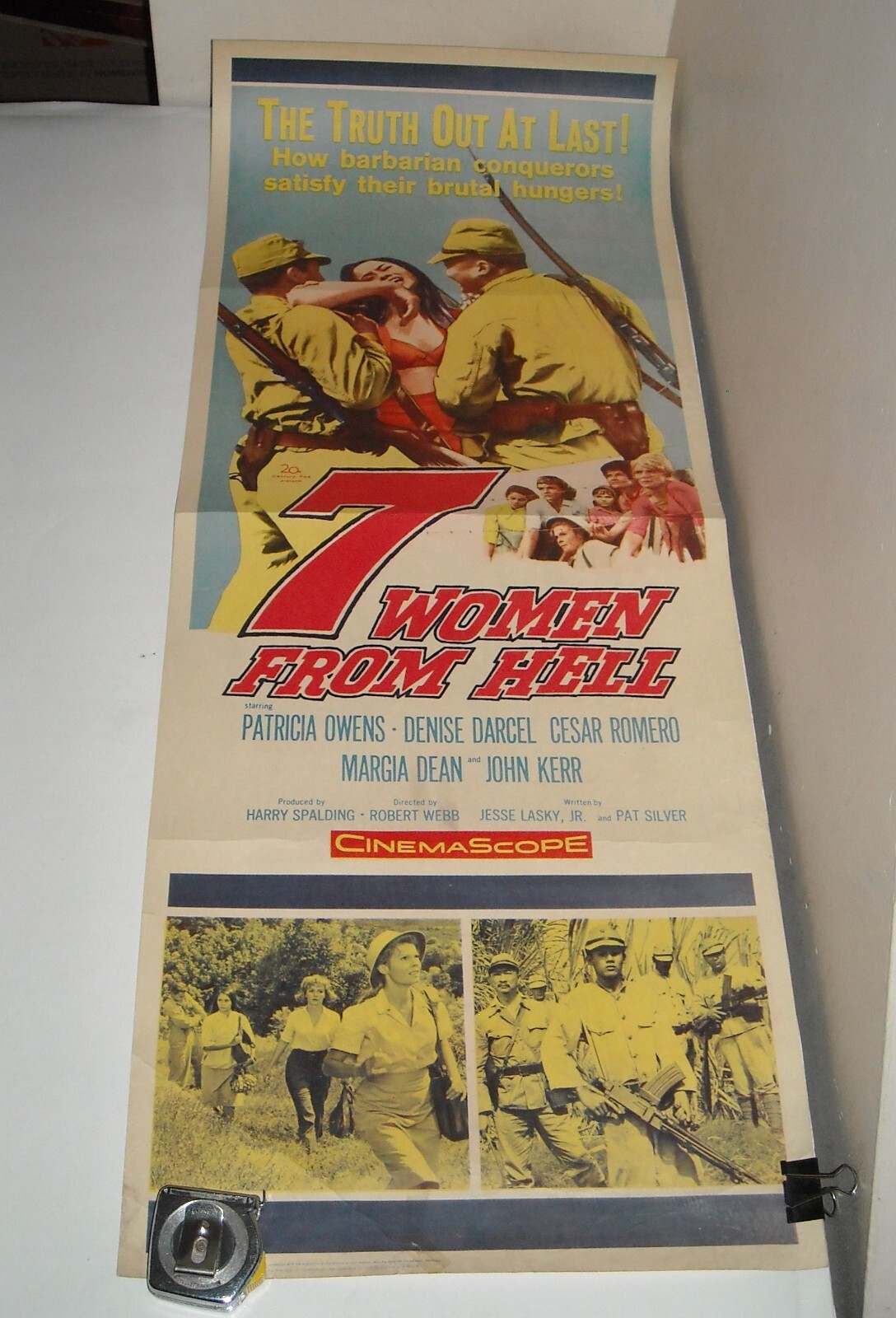 ROLLED 1961 SEVEN WOMEN from HELL MOVIE POSTER 14X36 INCH PATRICIA OWENS