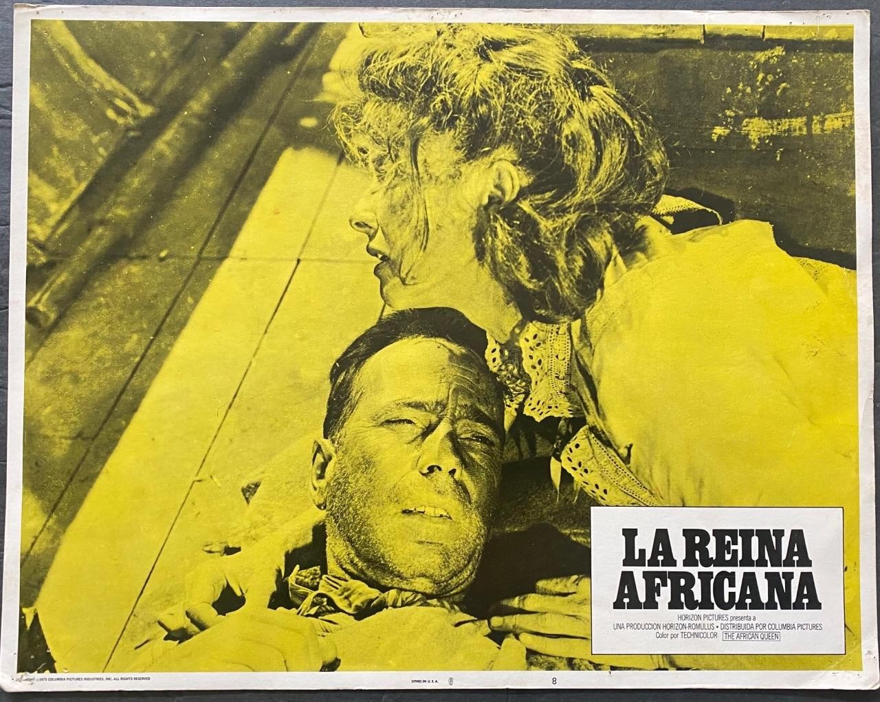 AFRICAN QUEEN Katharine Hepburn helpIing Humphrey Bogard org lobby card 6935