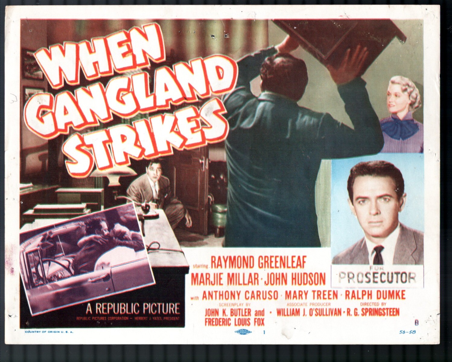 Lobby Card: When Gangland Strikes 11″x14″ Title Lobby Card #1 Raymond Greenle…