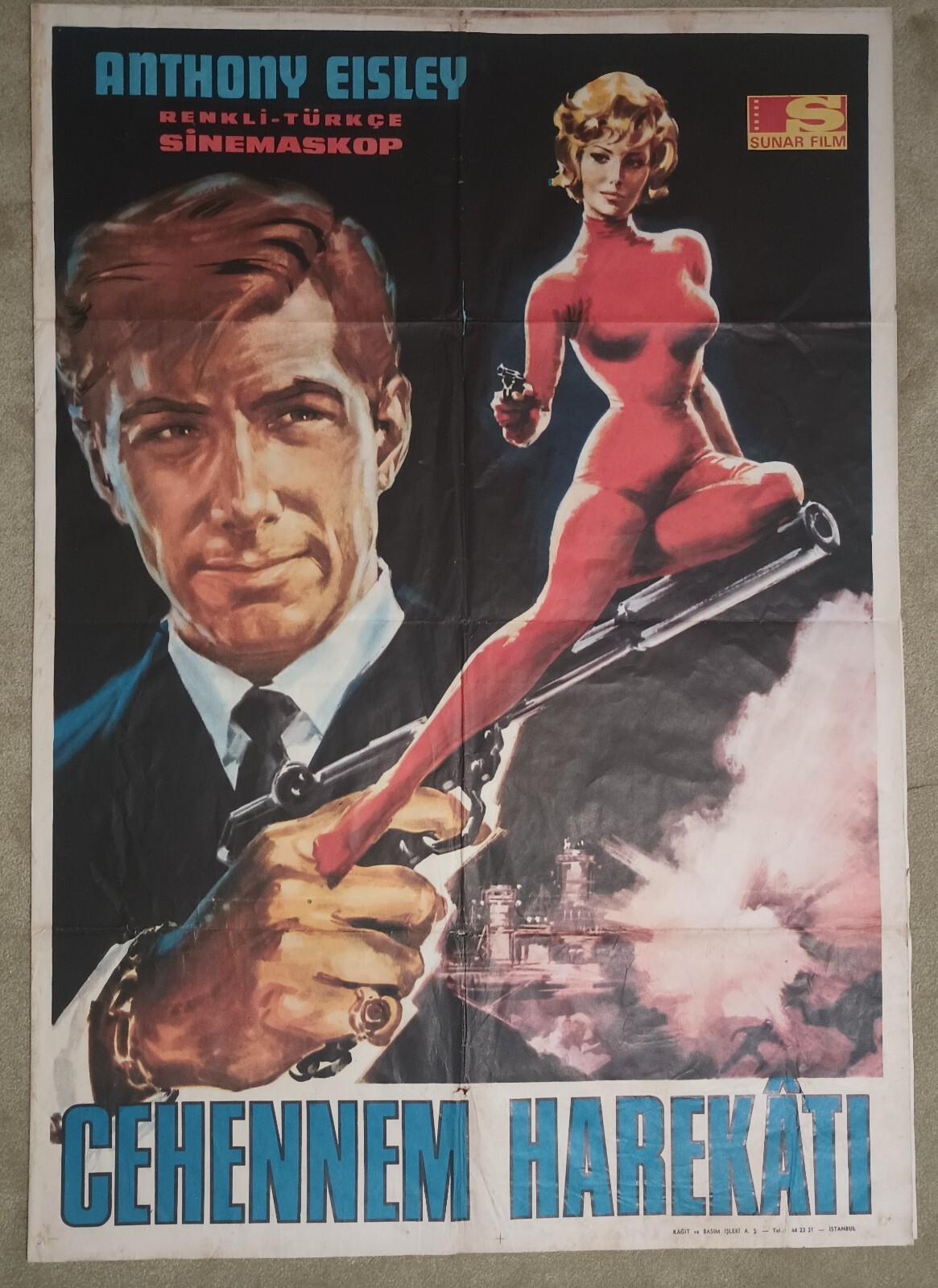 Turkish Movie Poster of 1966 It/Sp Operation Goldman/Lighting Bolt.Awesome!!!