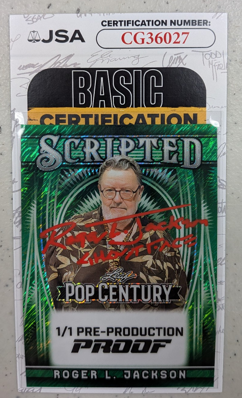 ROGER L JACKSON Auto 2025 Leaf Pop Century PROOF 1/1 Ghostface Scream JSA 027