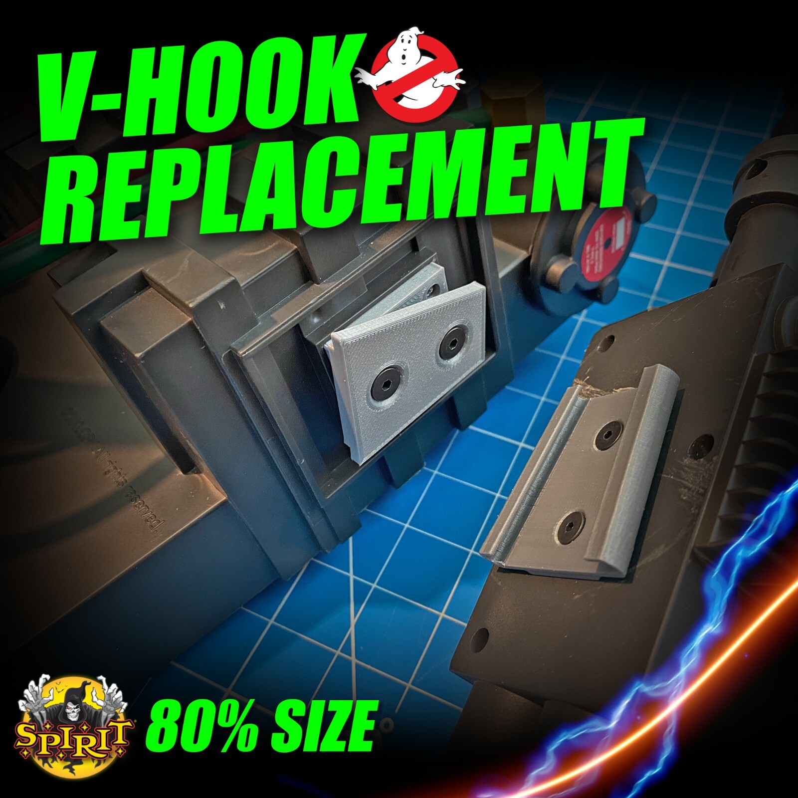 Spirit 80% SIZE V-HOOK Upgrade Spirit Halloween Ghostbusters Proton Pack