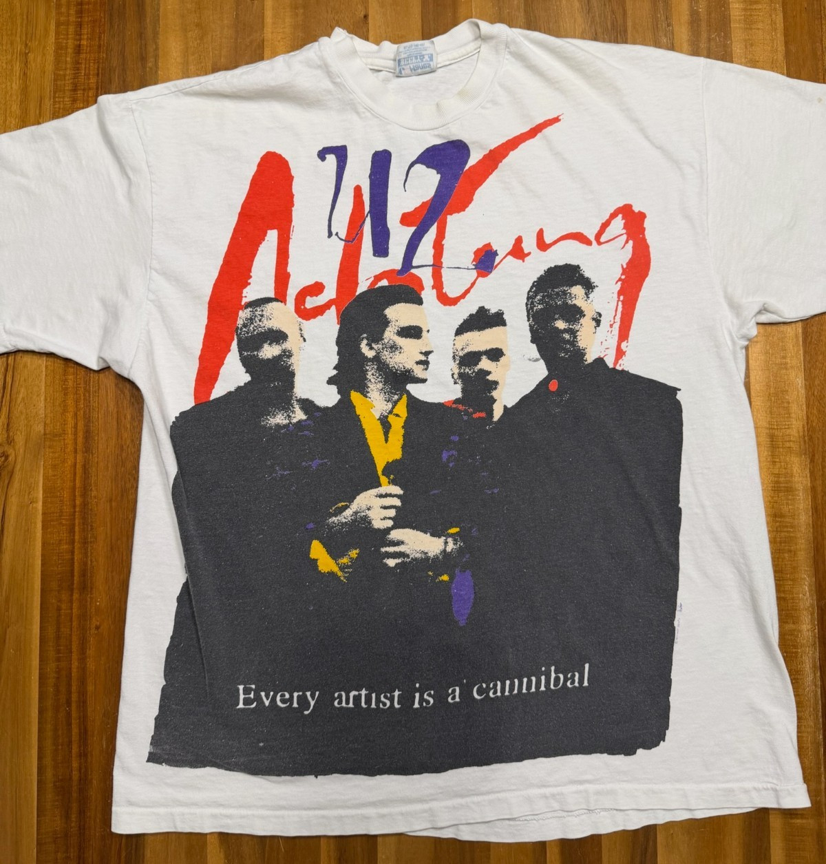 Vintage U2 Shirt Mens XL White Zoo TV Tour Achtung Baby Cannibal