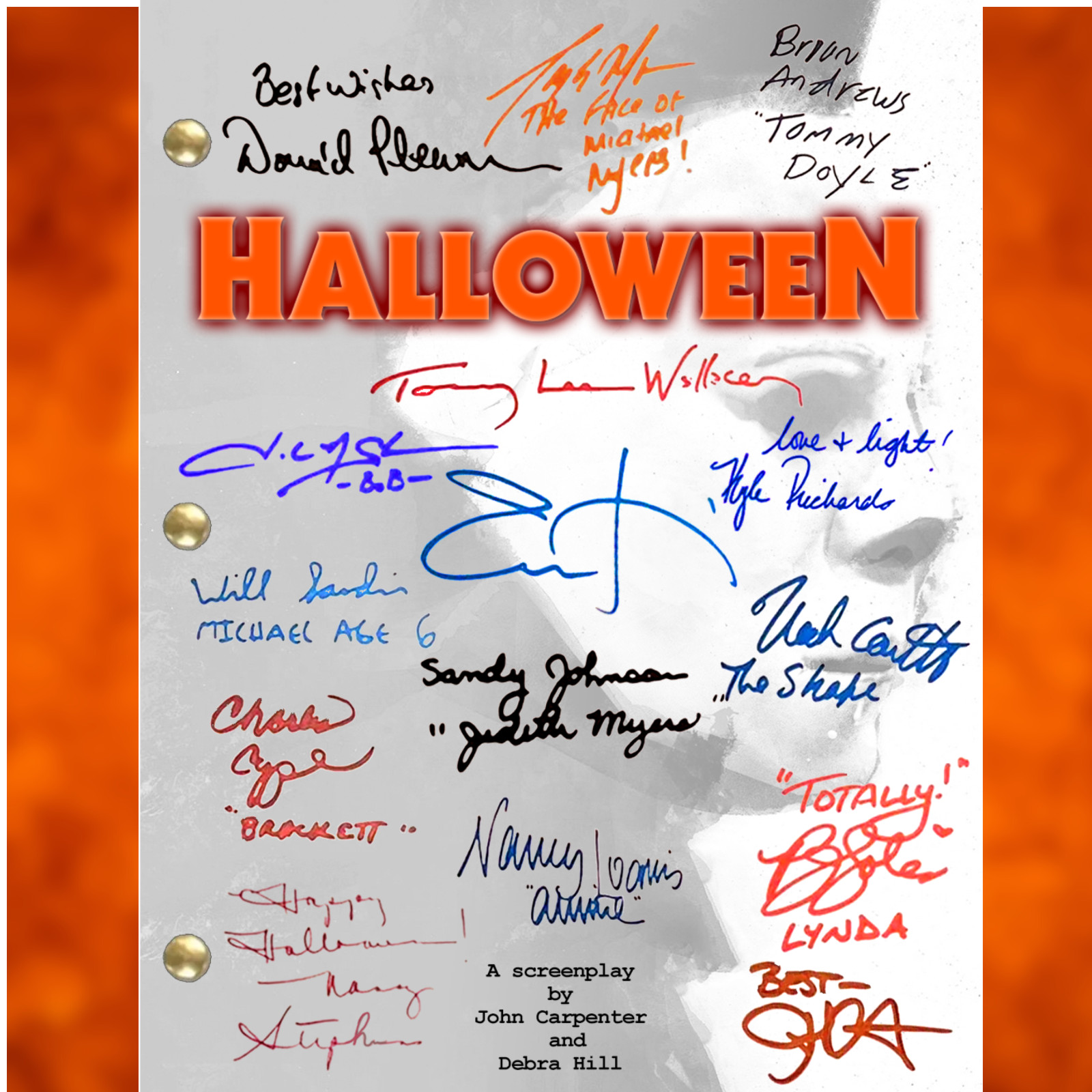 Halloween Movie Script Cast Autographed Signed Reprints Michael Myers Jamie Lee