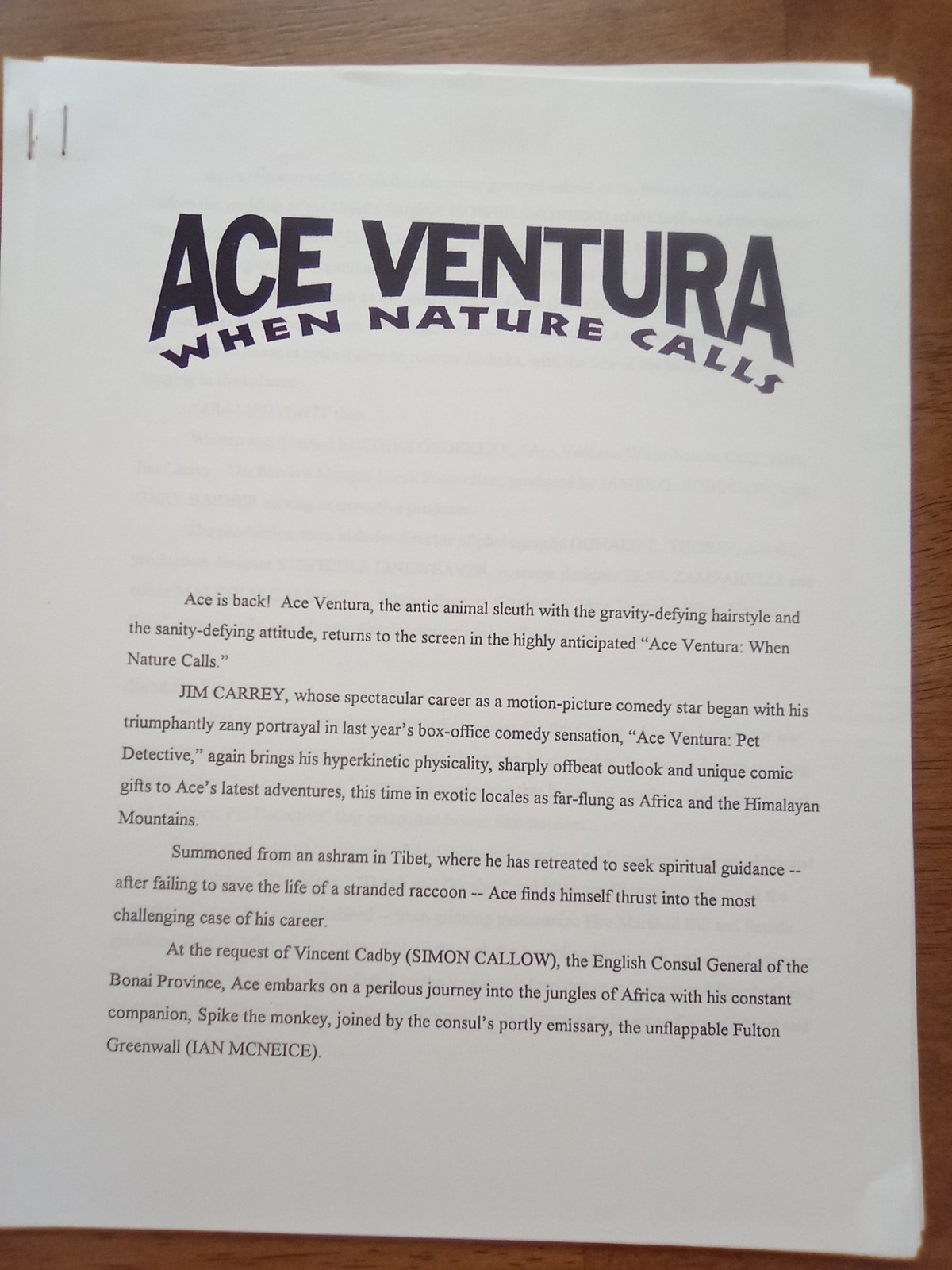ace ventura when nature calls presskit ex+ 8 stills[mint] jim carrey original