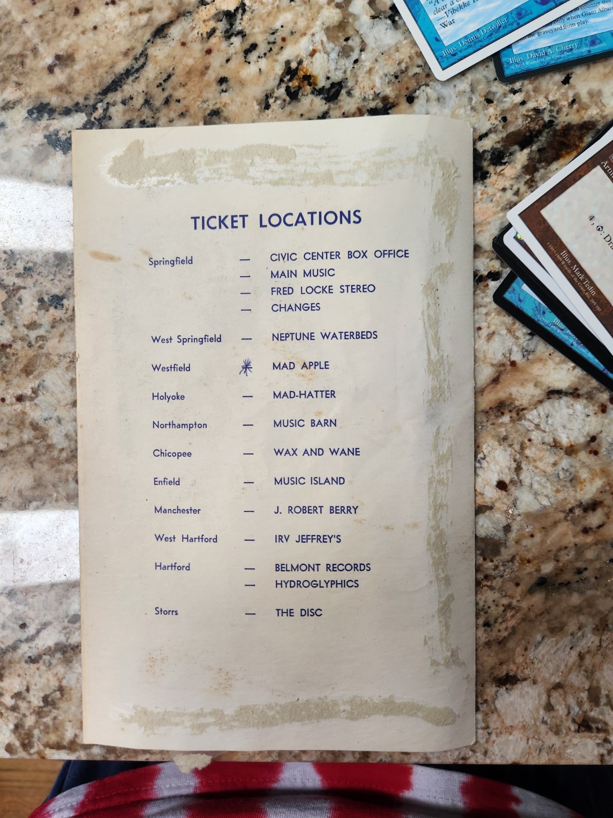 Rare Three Dog Night Concert Program Handbill Poster 1974 Springfield MA