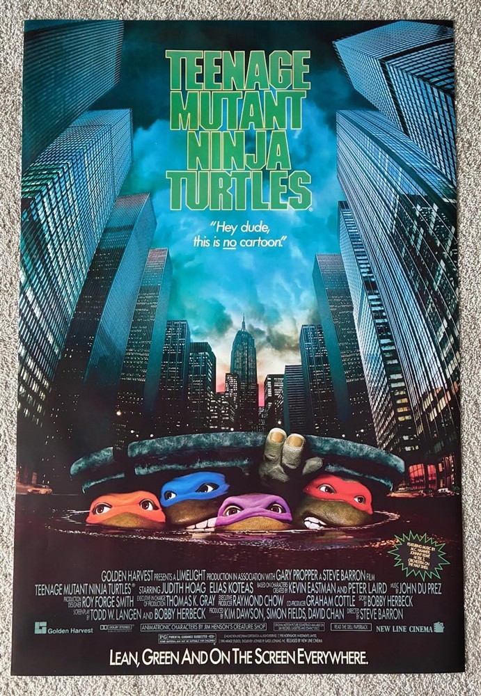 TEENAGE MUTANT NINJA TURTLES ORIGINAL 27″ X 40″ 1 SHEET MOVIE POSTER 1990 TMNT