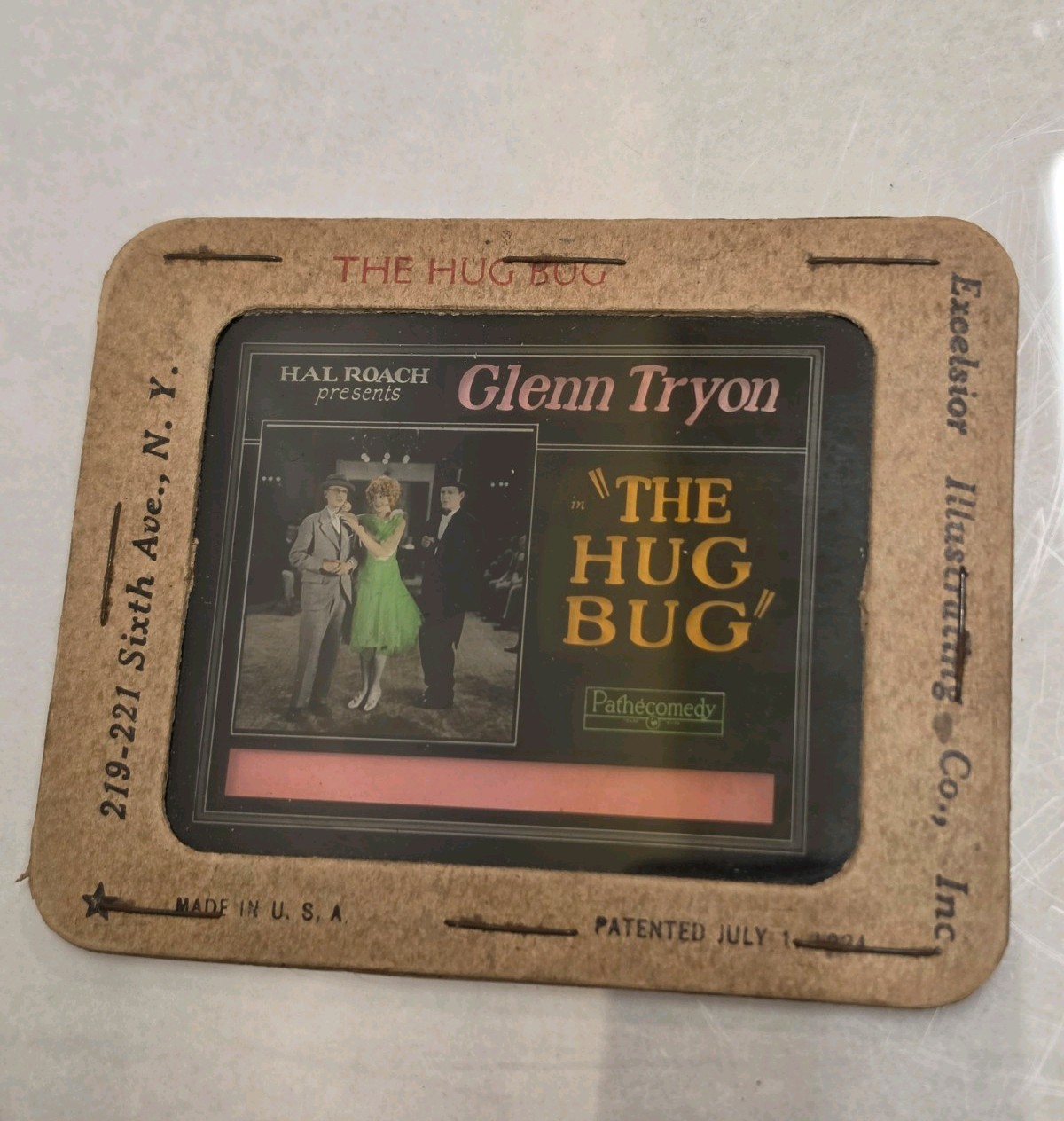 VTG 1926 The Hug Bug Comedy Short Magic Lantern Slide Katherine Grant Hal Roach