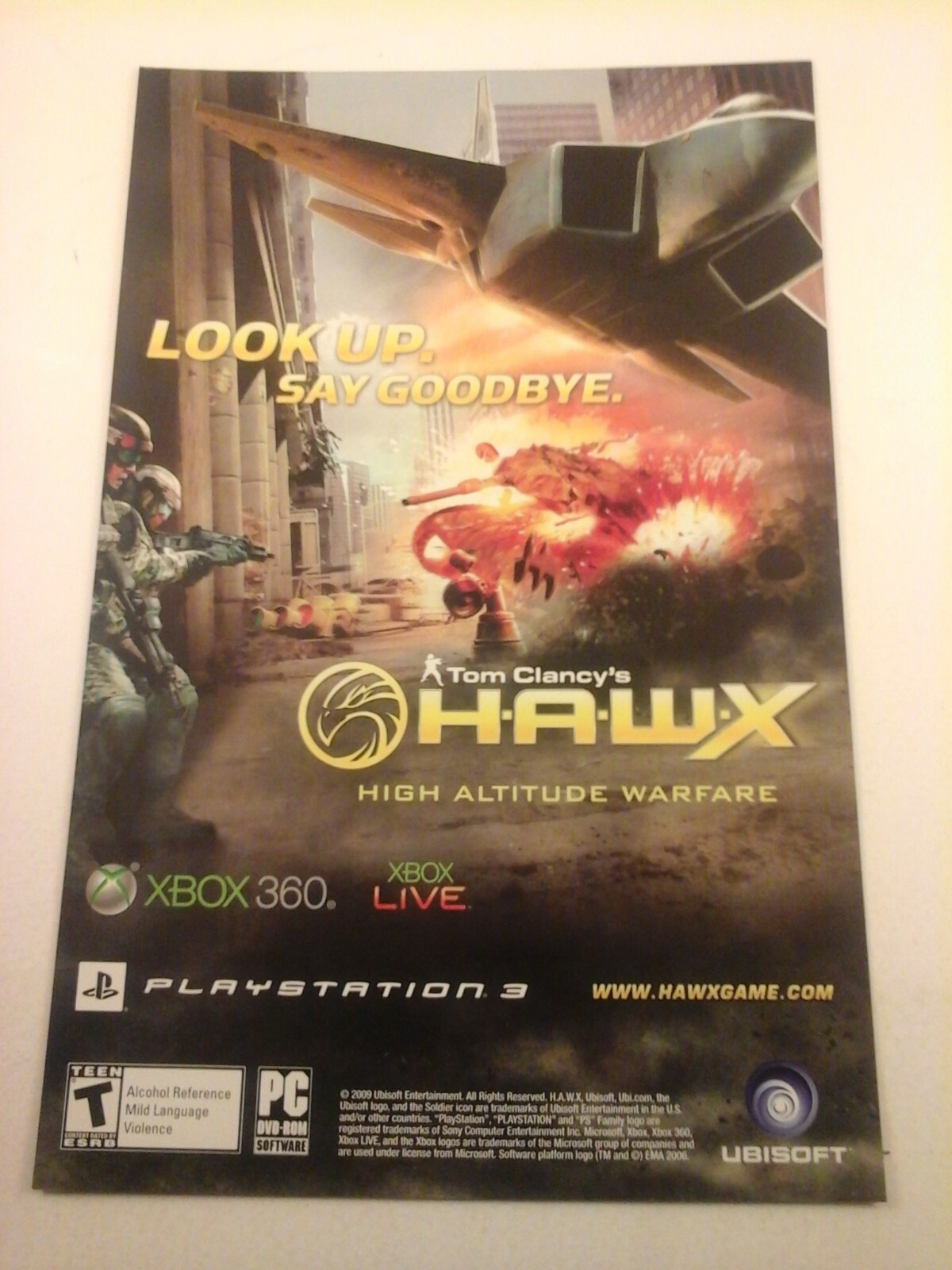 2009 Video Game Print Ad – Tom Clancy’s H.A.W.X – PS PS3 XBOX 360 PC UBISOFT
