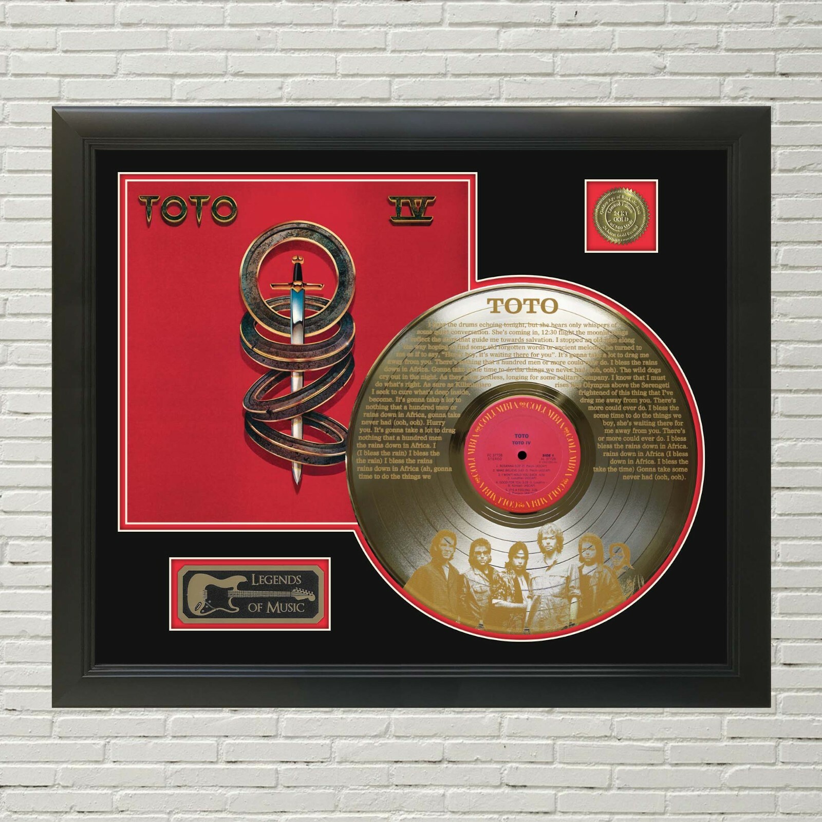 Toto – Africa laser etched limited edition framed record display