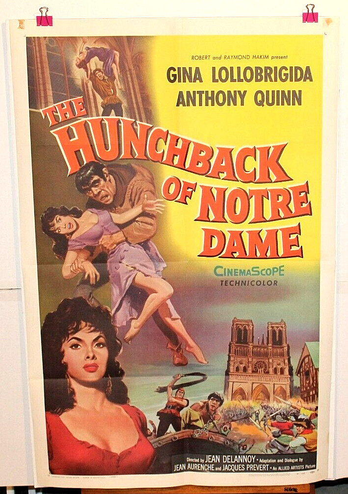 ORG MOVIE POSTER HUNCHBACK OF NOTRE DAME 1sh 1957 Anthony Quinn as Quasimodo,